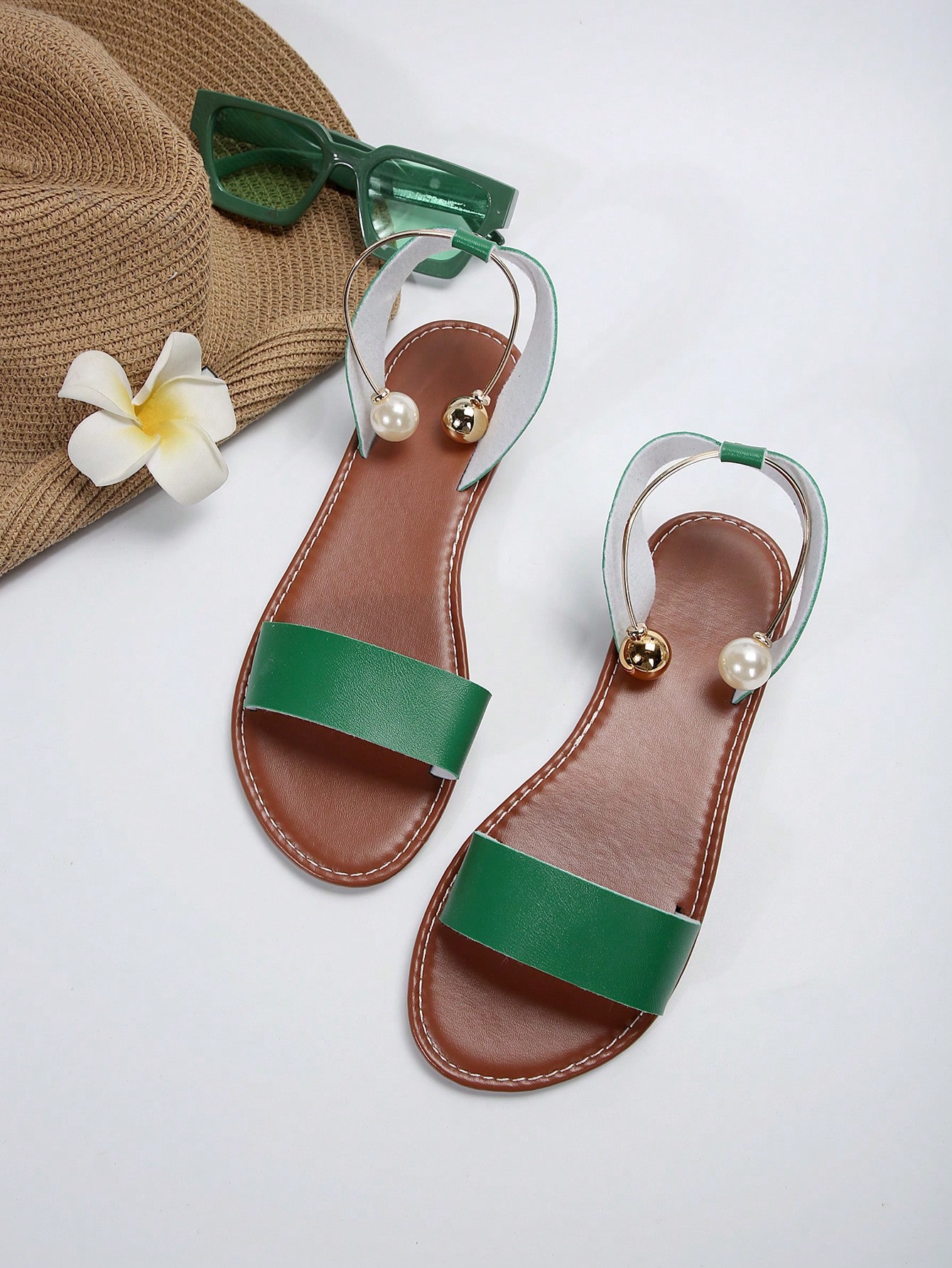 In Green Women Flat Sandals