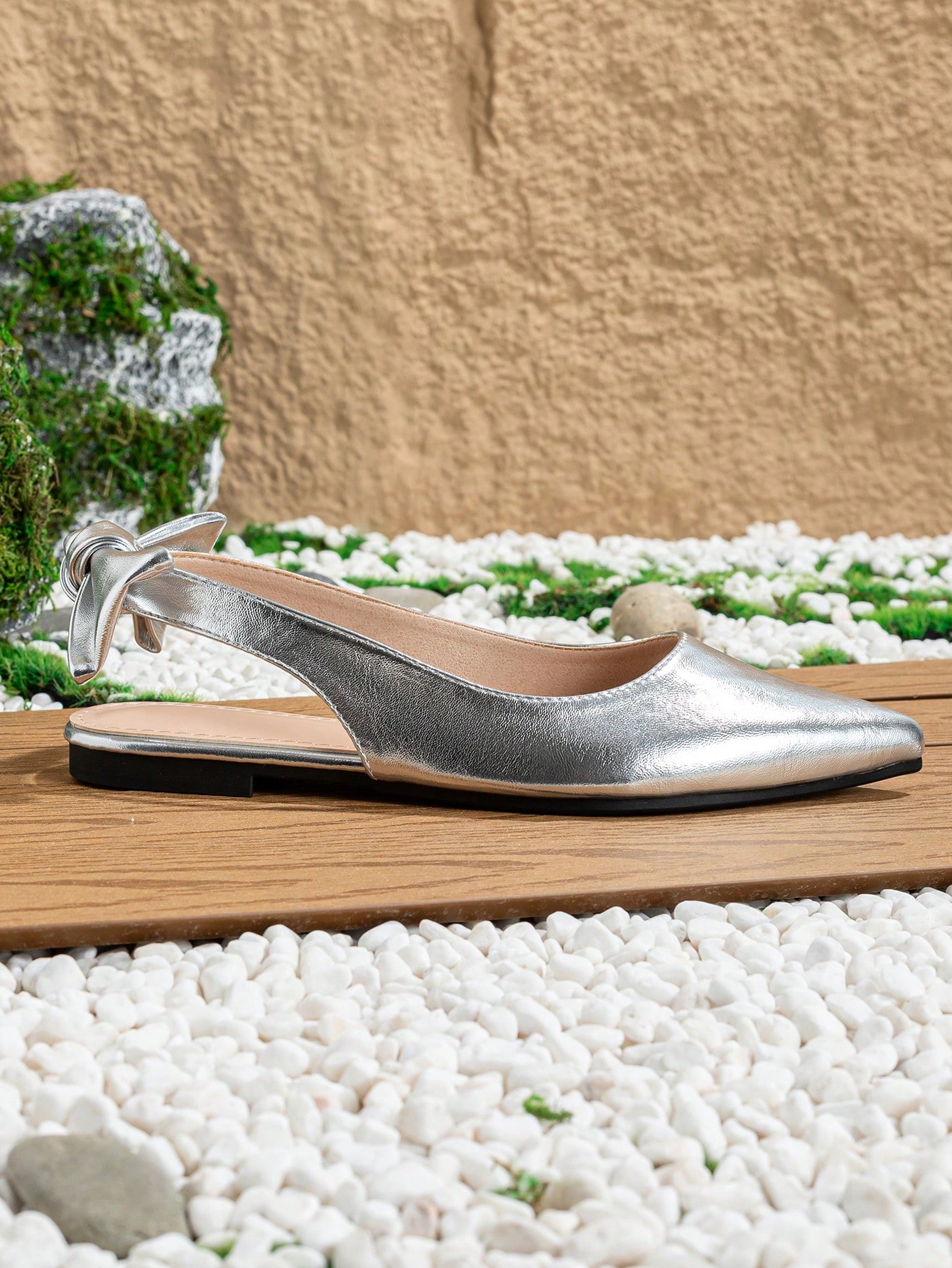 In Silver Women Flats