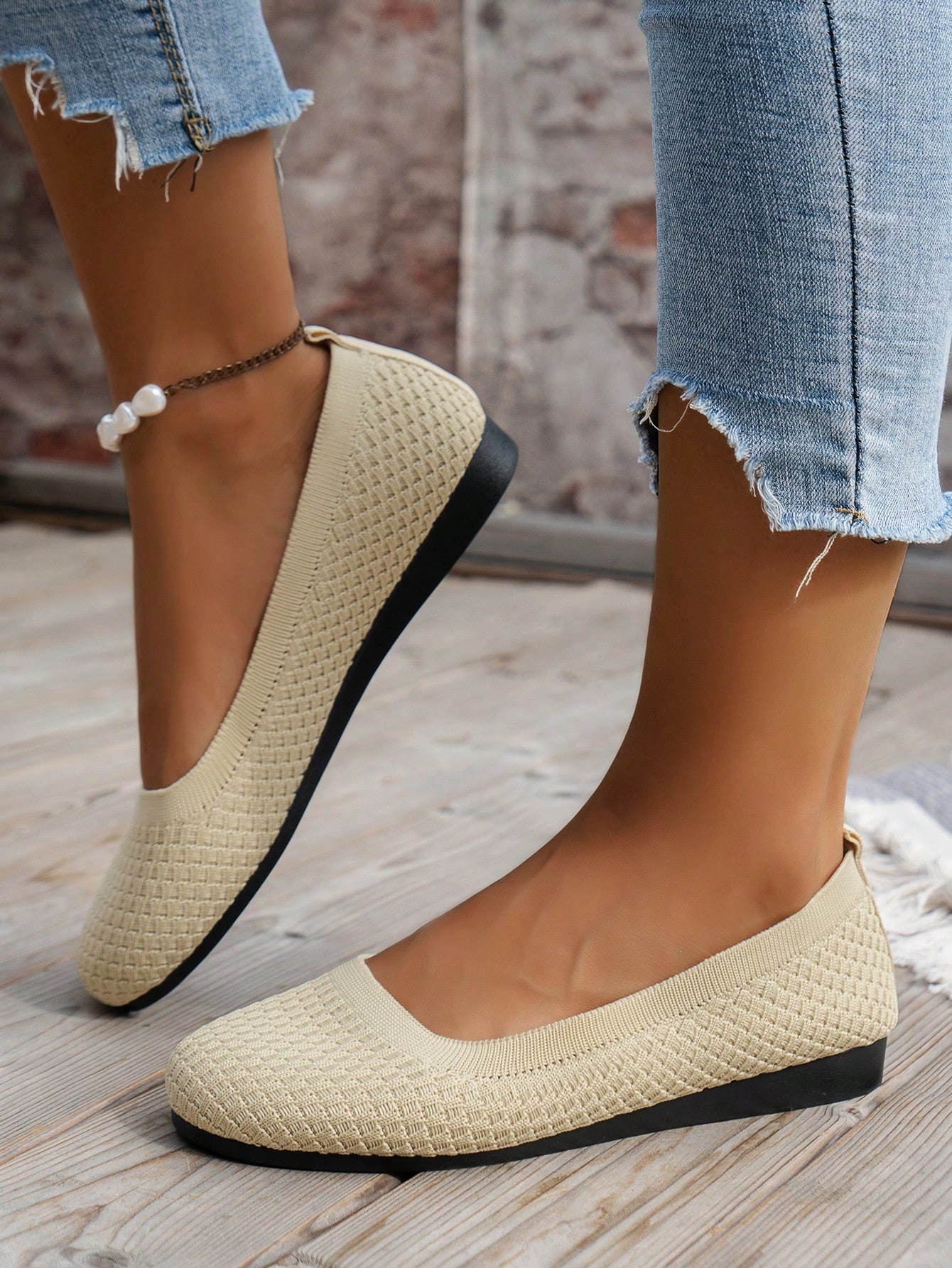 In Beige Women Flats