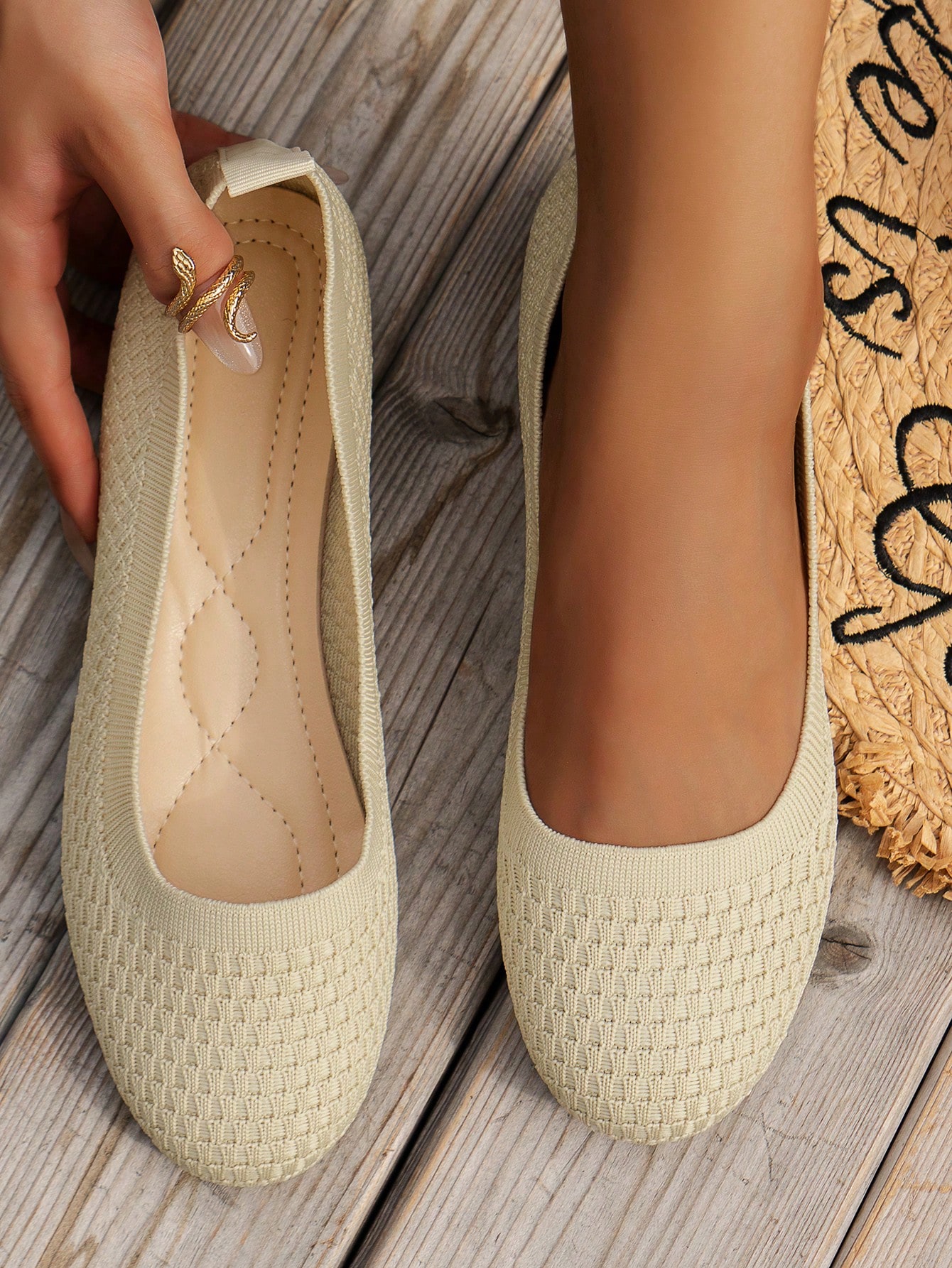 In Beige Women Flats