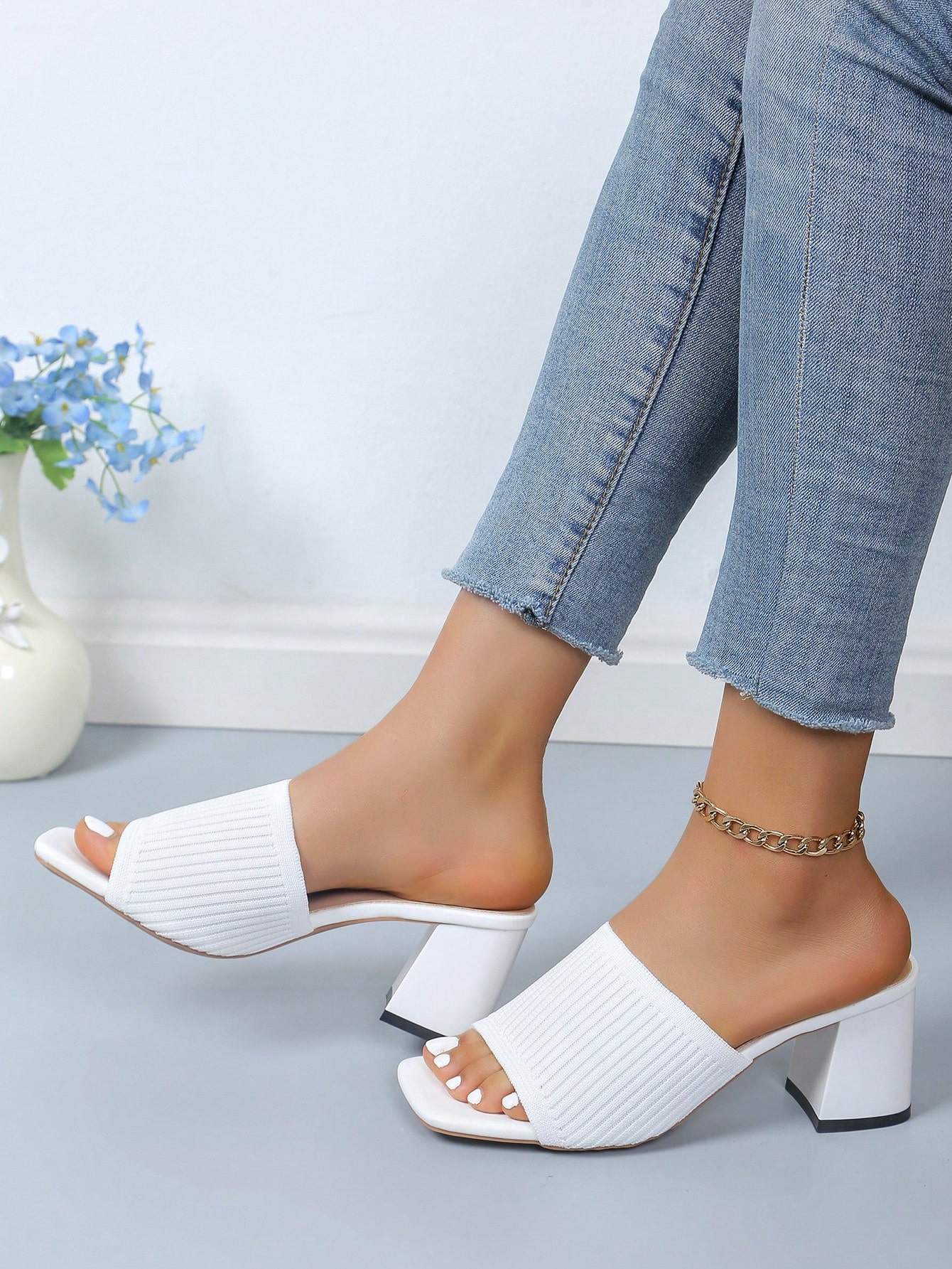 In White Women Heeled Sandals