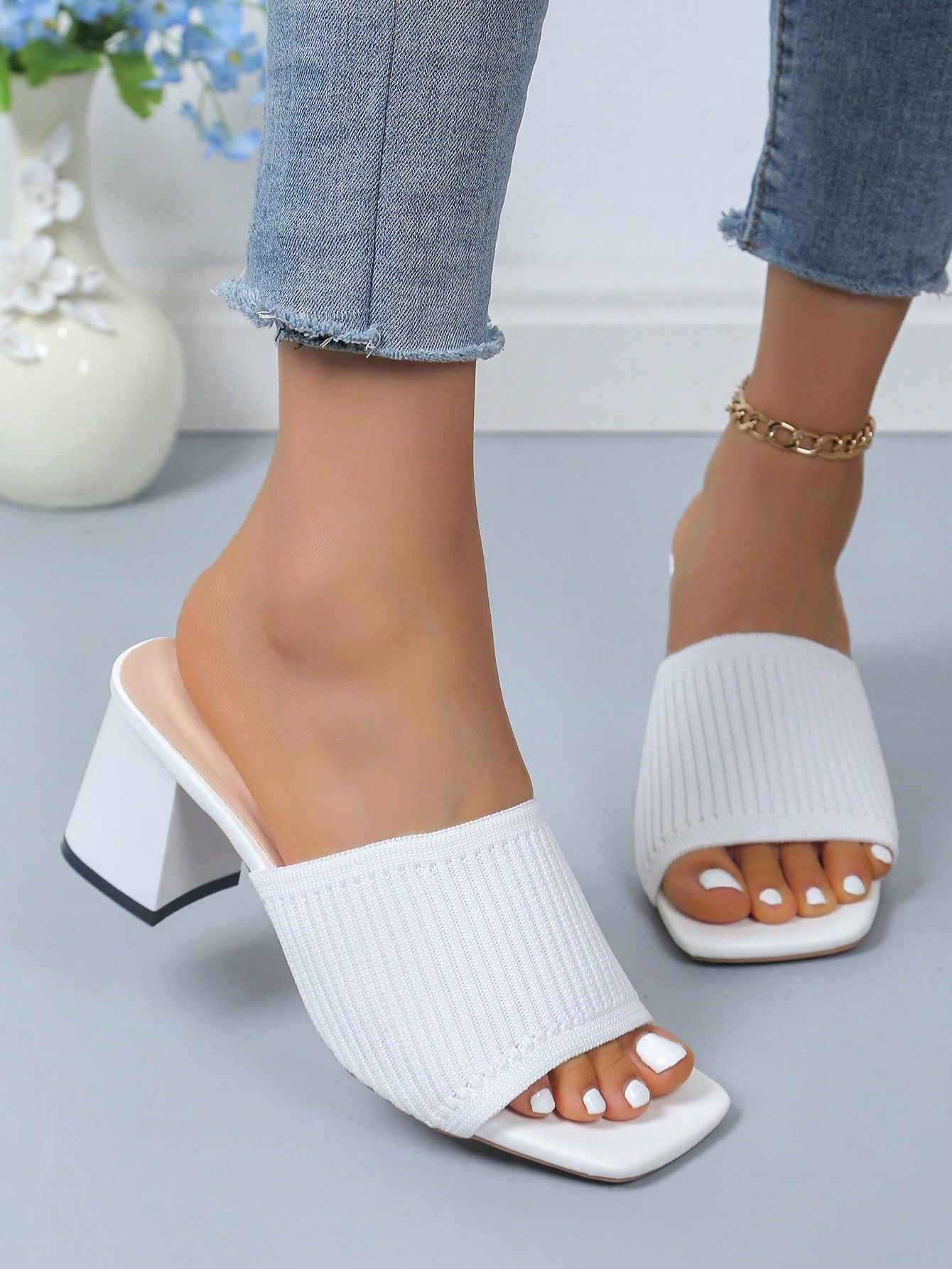 In White Women Heeled Sandals