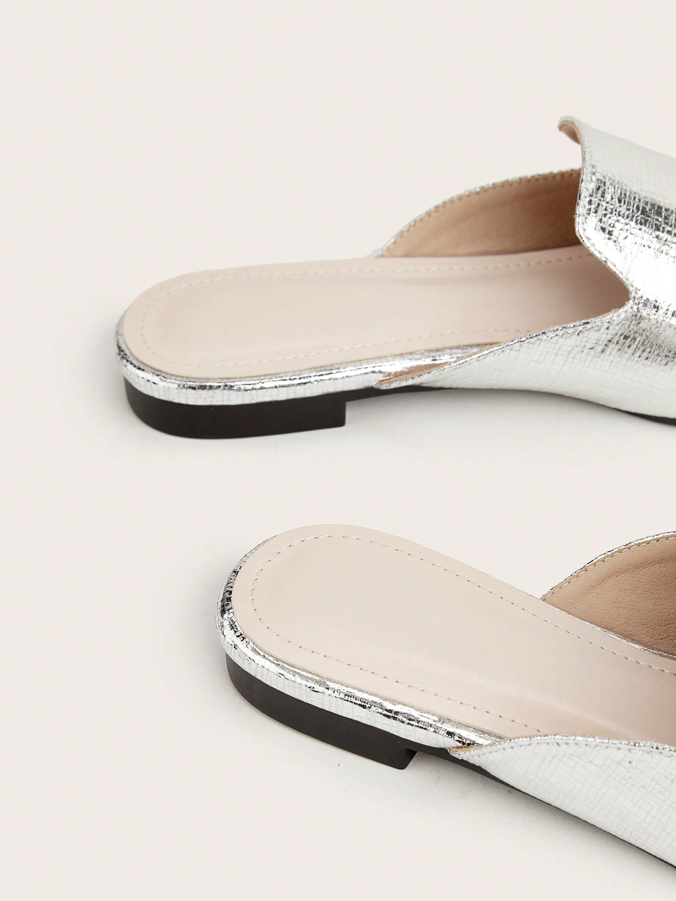 In Silver Women Flats