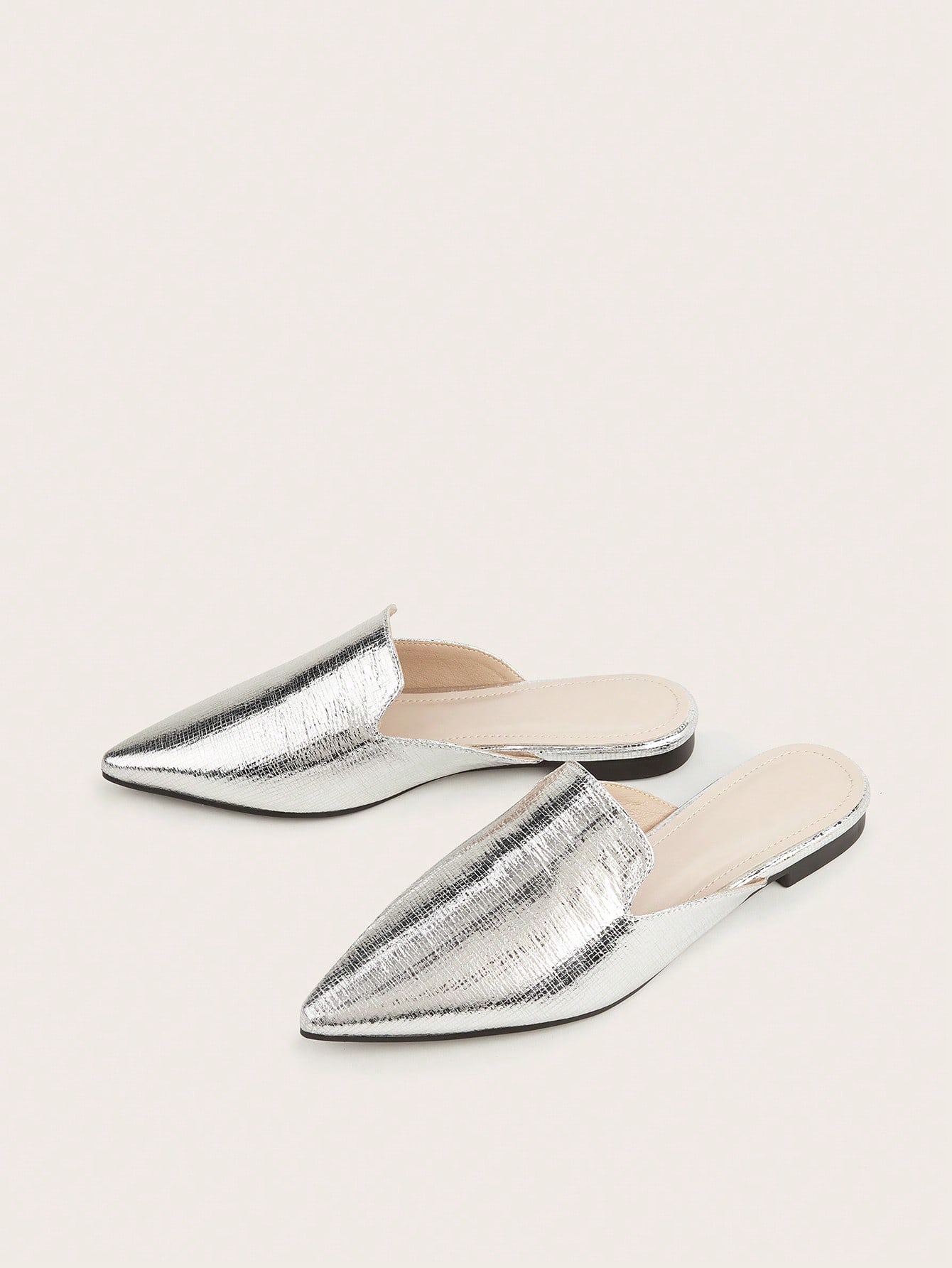 In Silver Women Flats