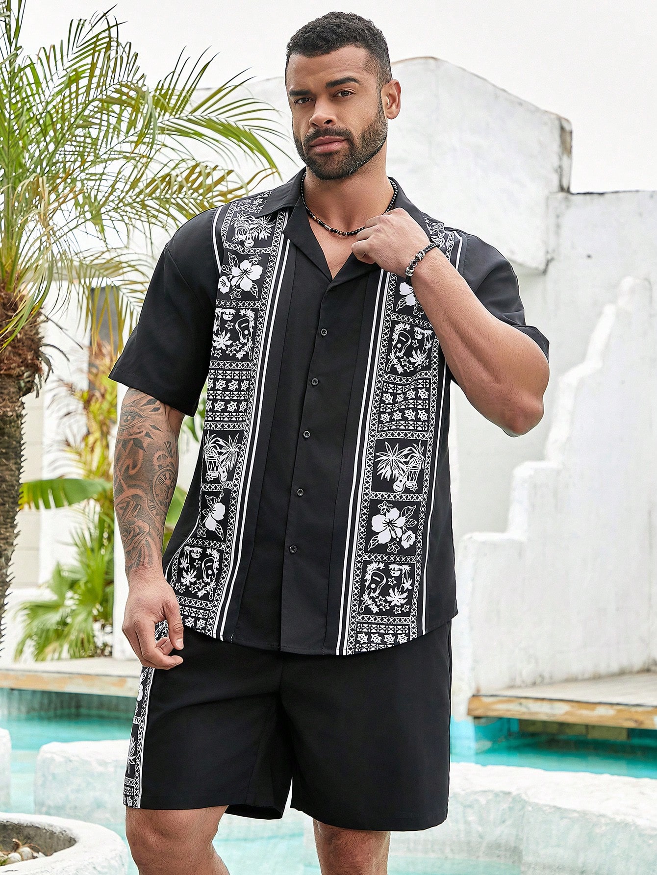 Men Plus Size Shirt Co-ords