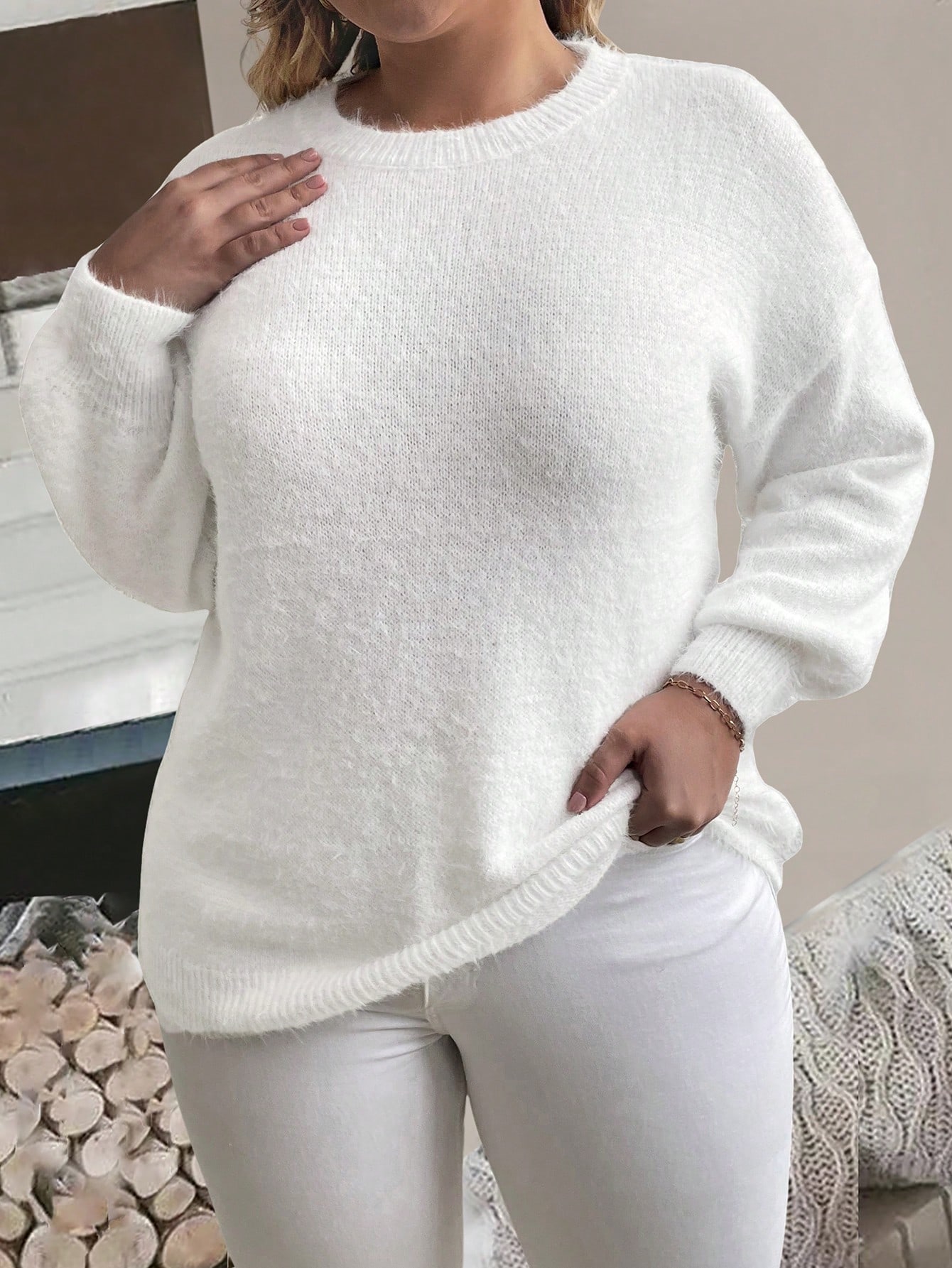 In White Plus Size Sweaters