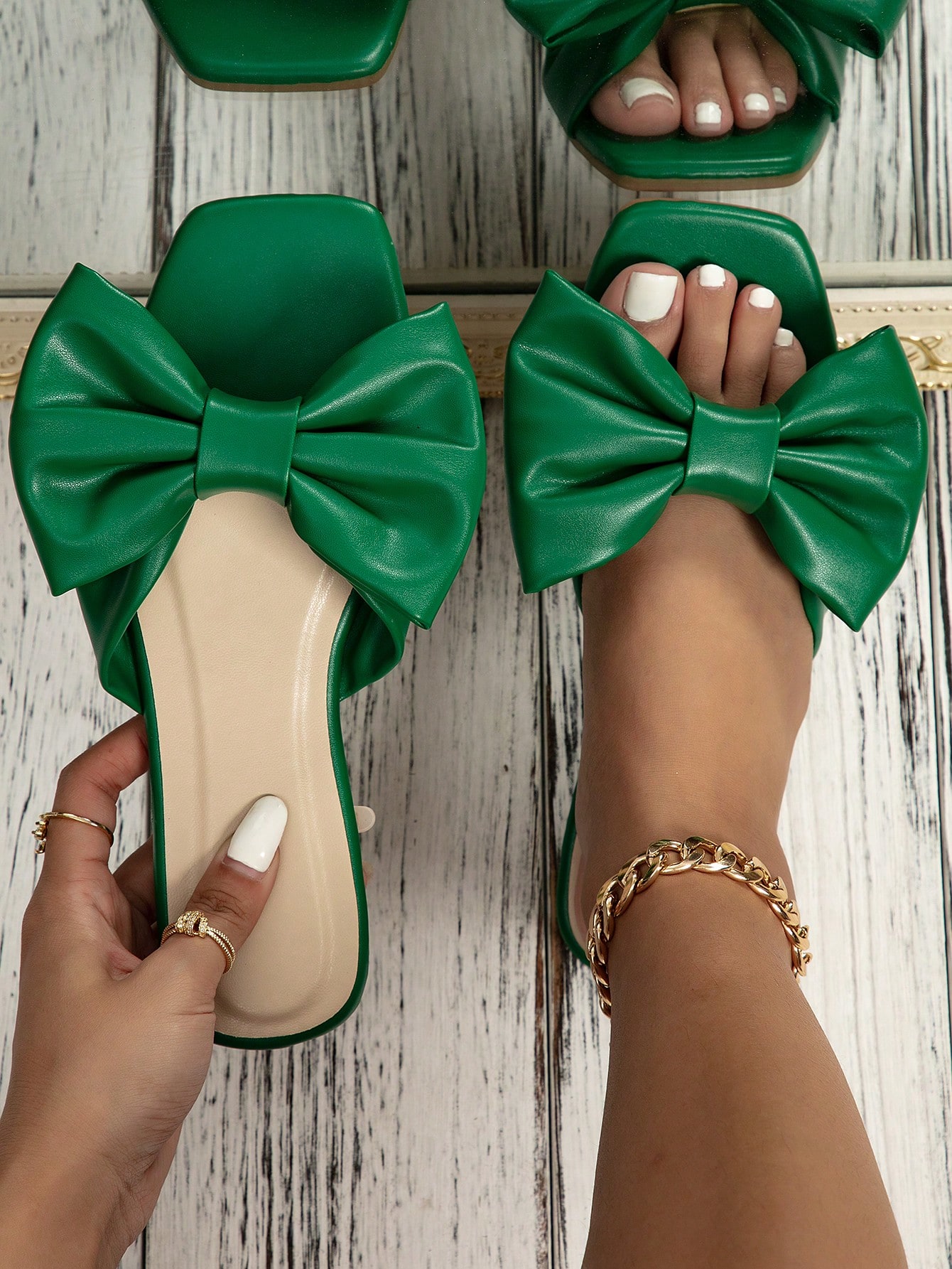 In Dark Green Women Shoes