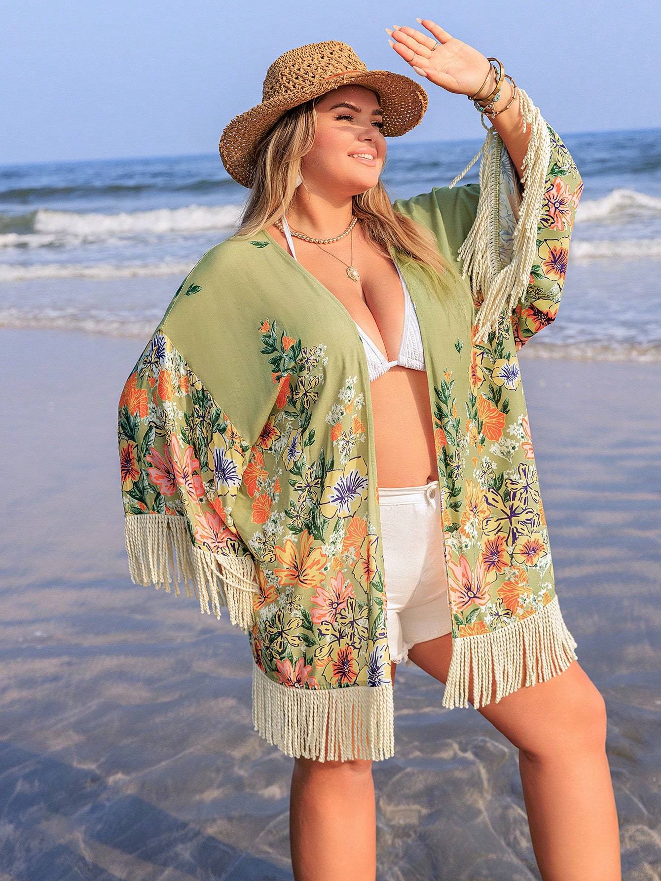 In Long Sleeve Plus Size Kimonos