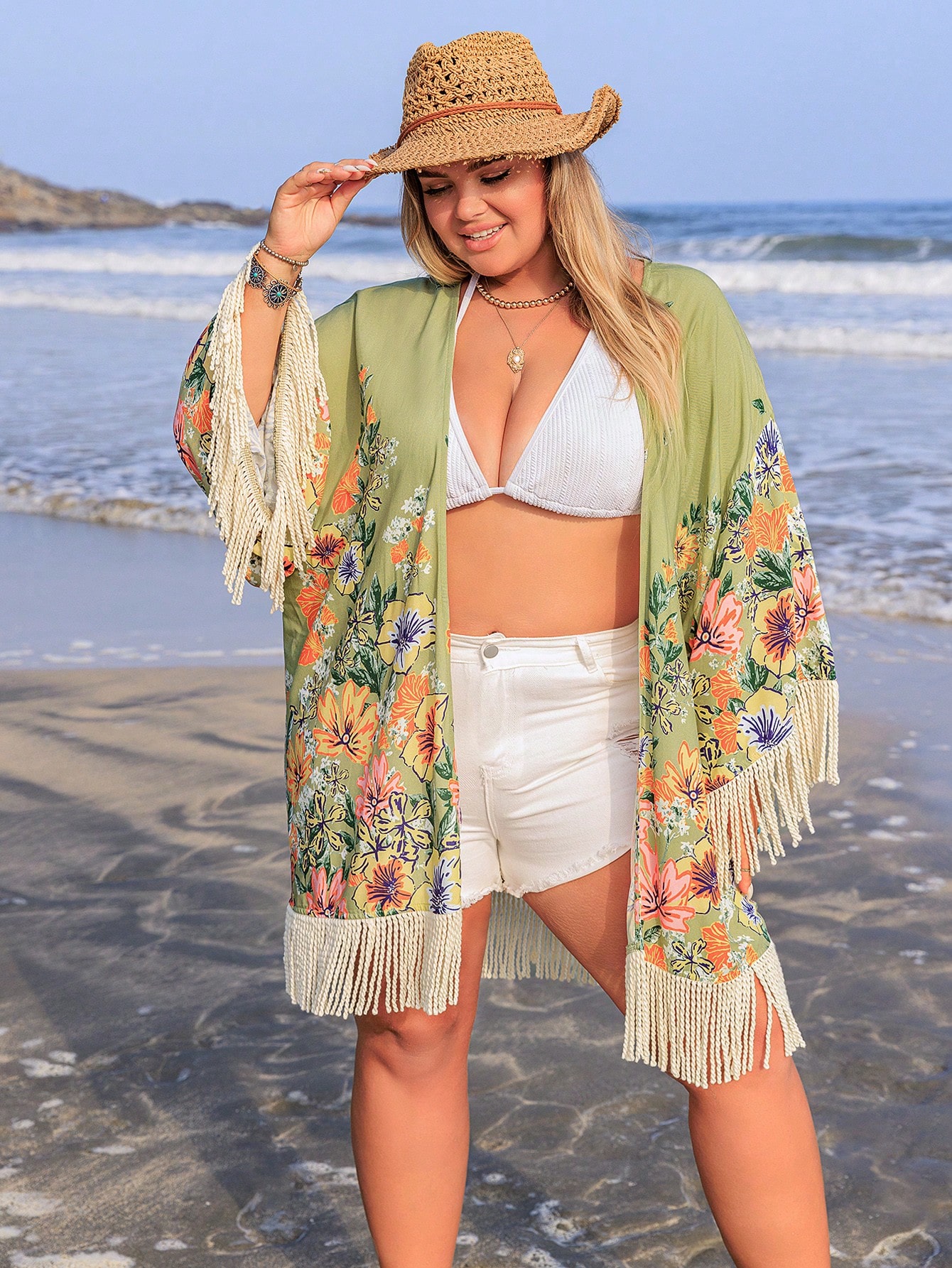 In Long Sleeve Plus Size Kimonos