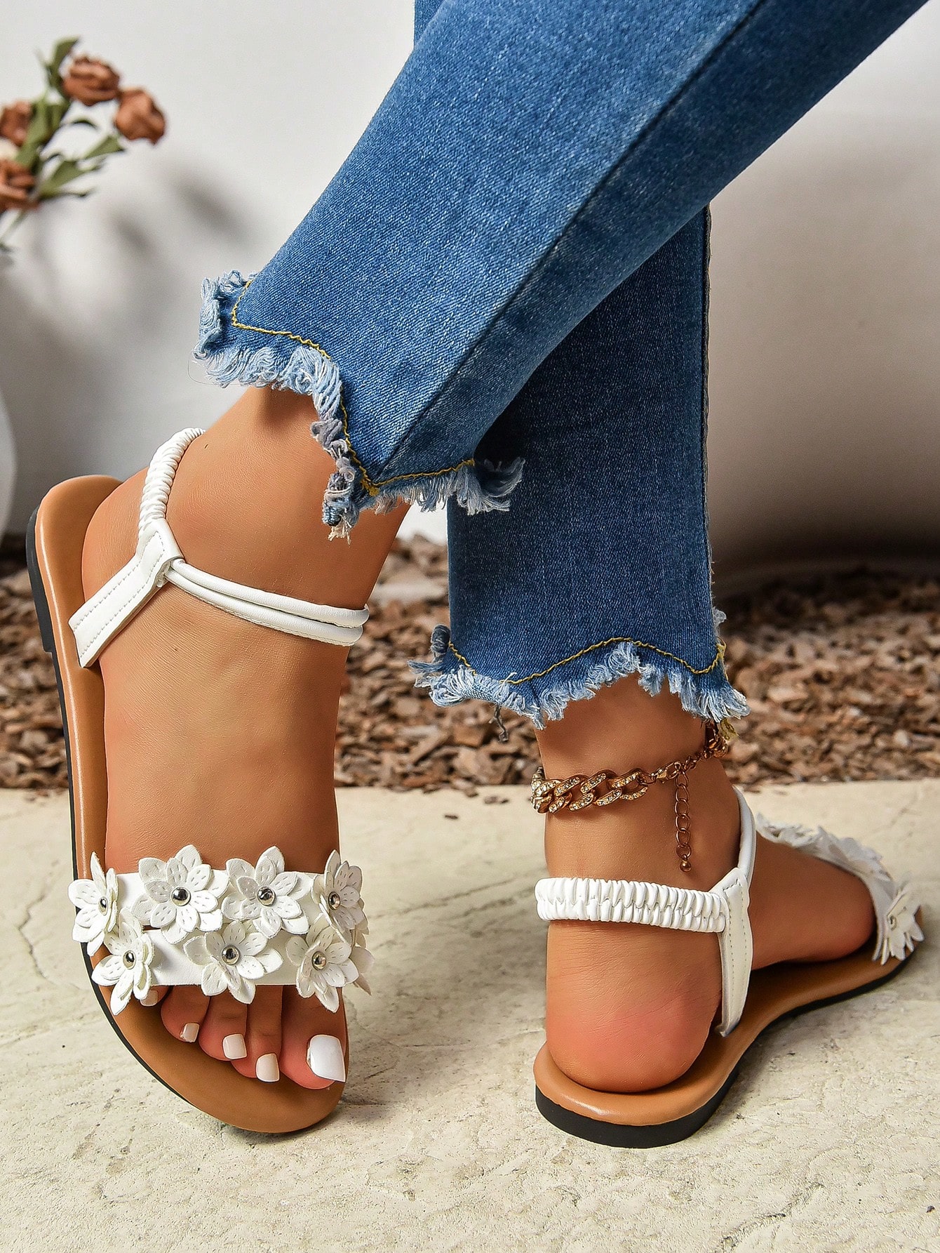 In White Women Flat Sandals