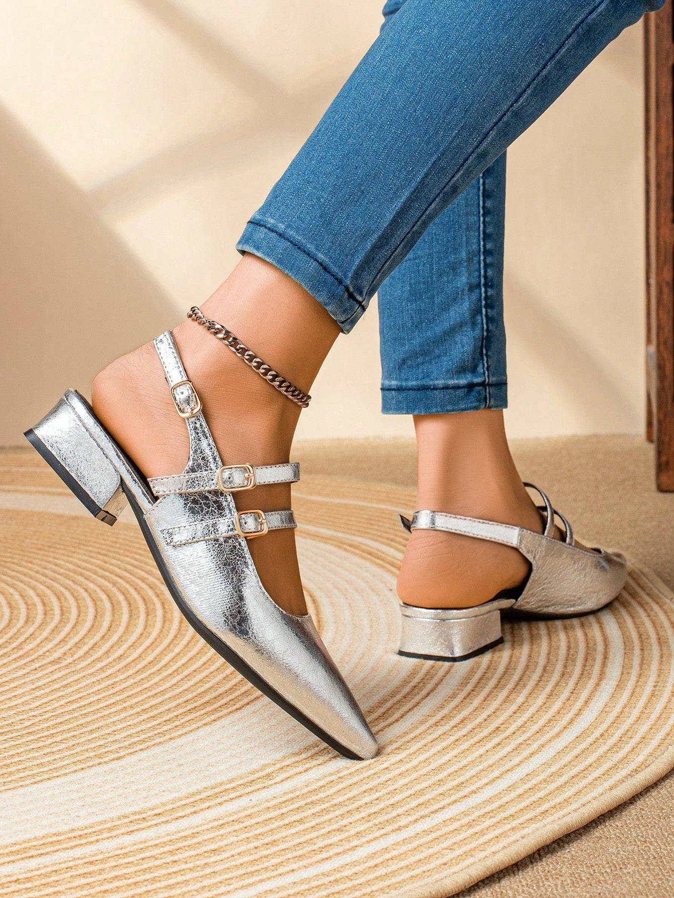 In Silver Women Flats