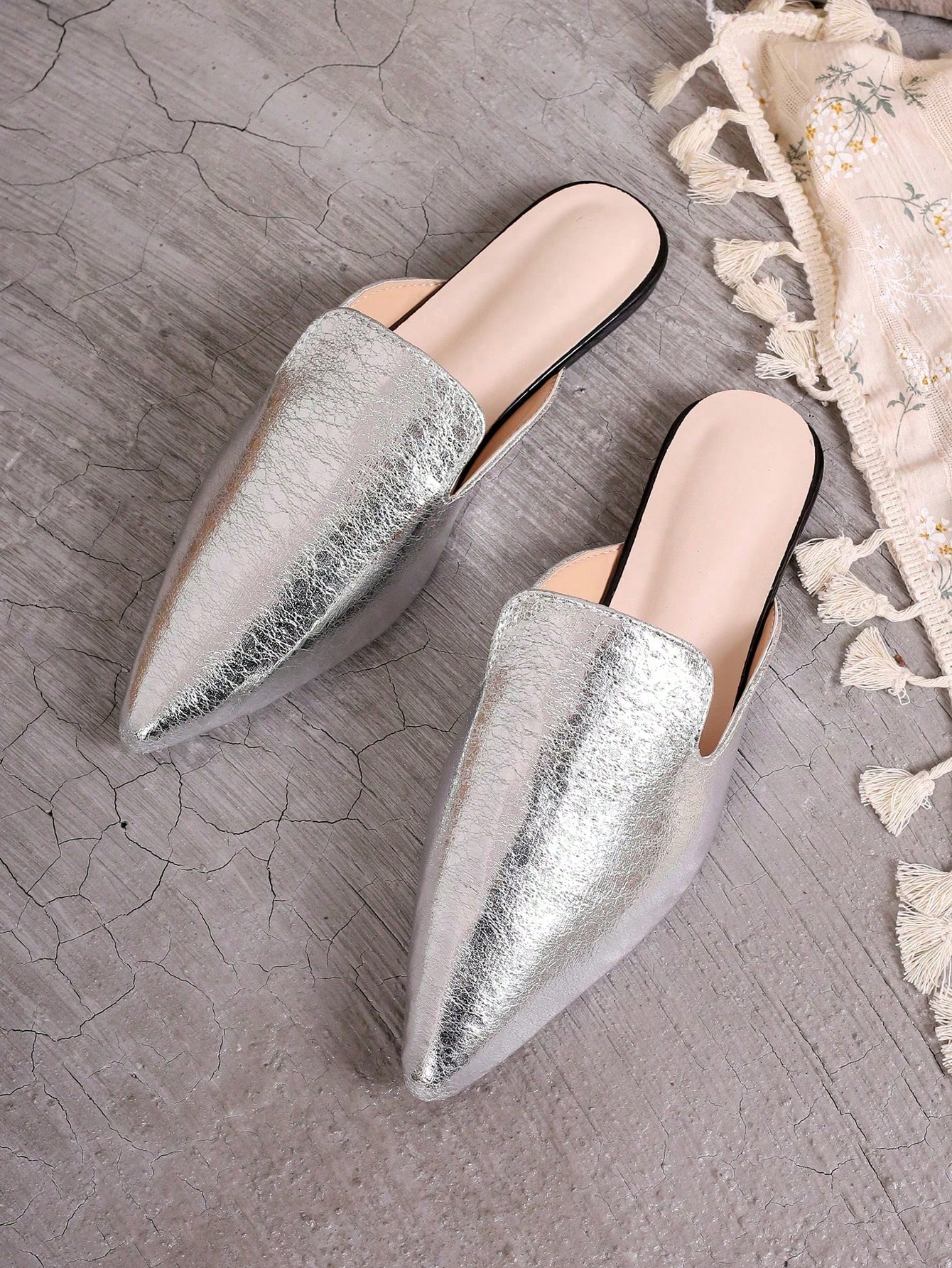 In Silver Women Flats