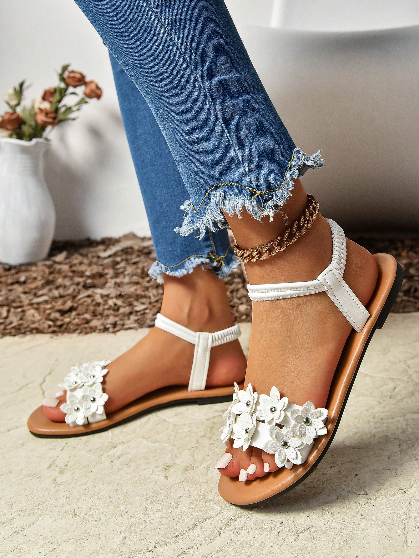 In White Women Flat Sandals