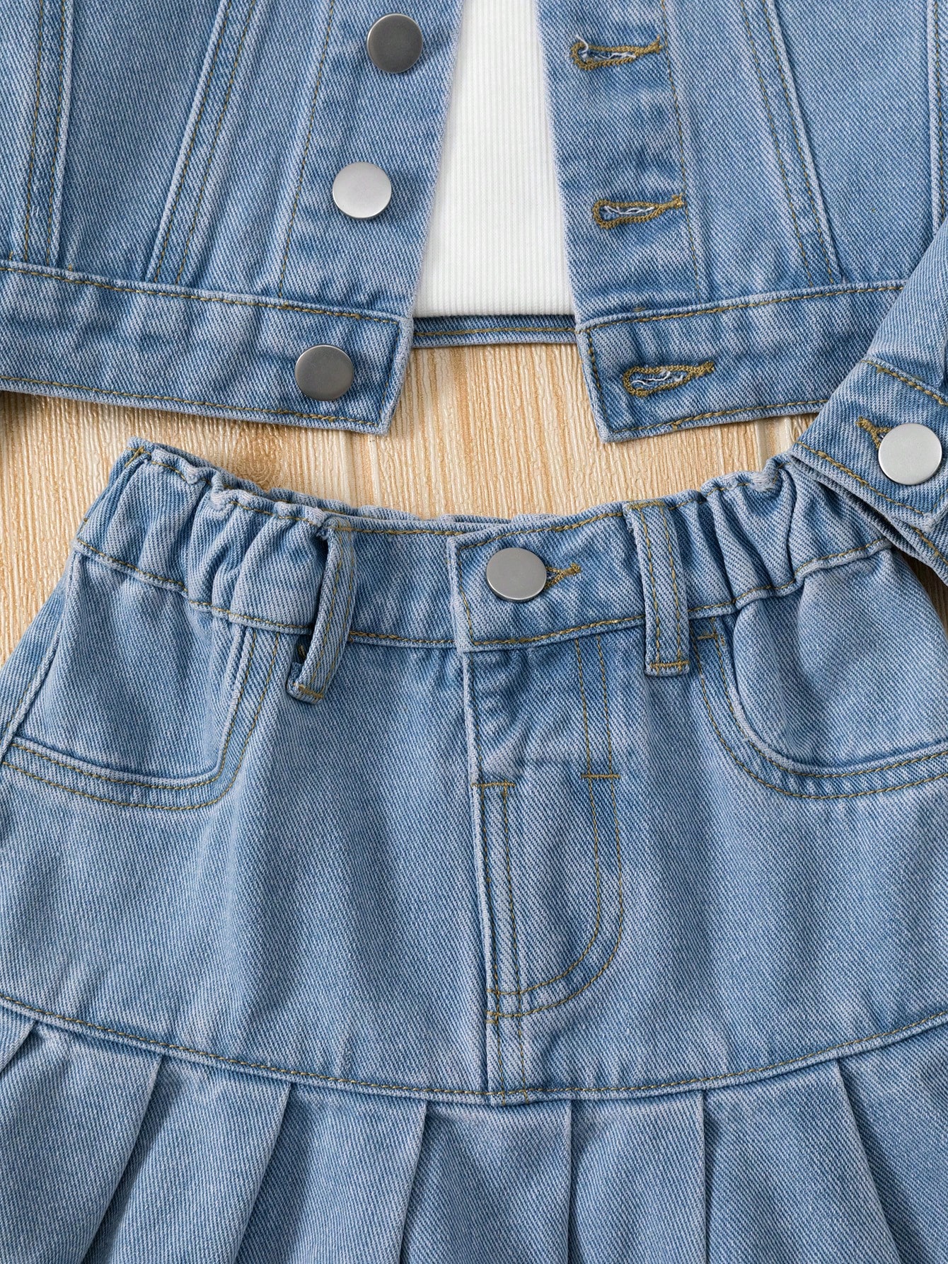 Young Girls Denim Two-piece Outfits