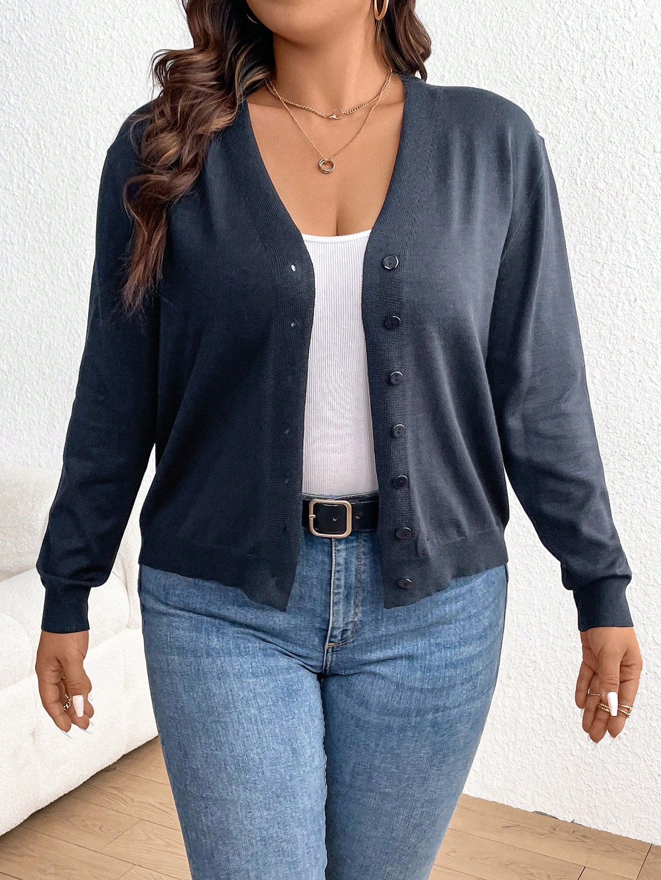 In Long Sleeve Plus Size Cardigans