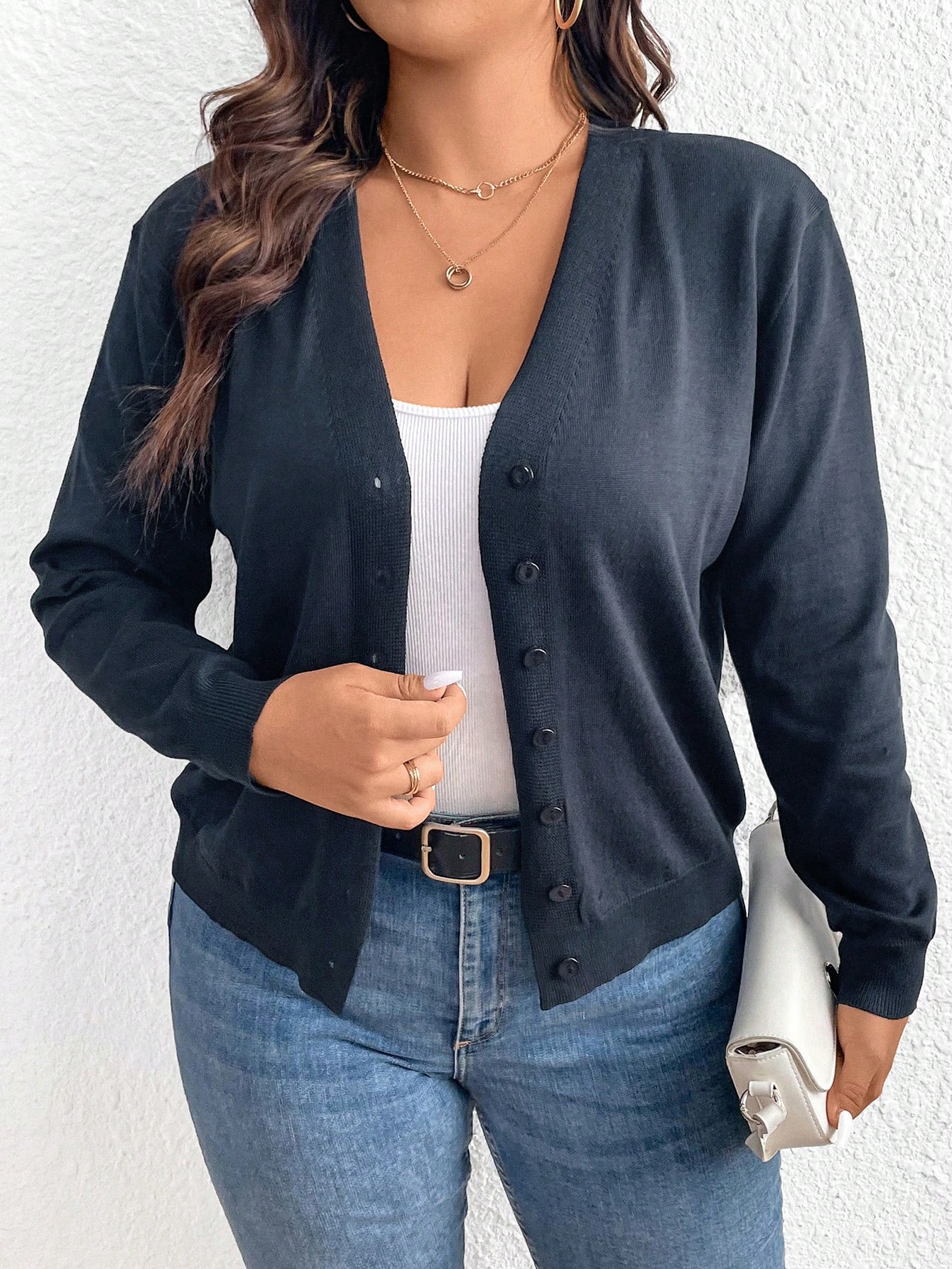 In Long Sleeve Plus Size Cardigans