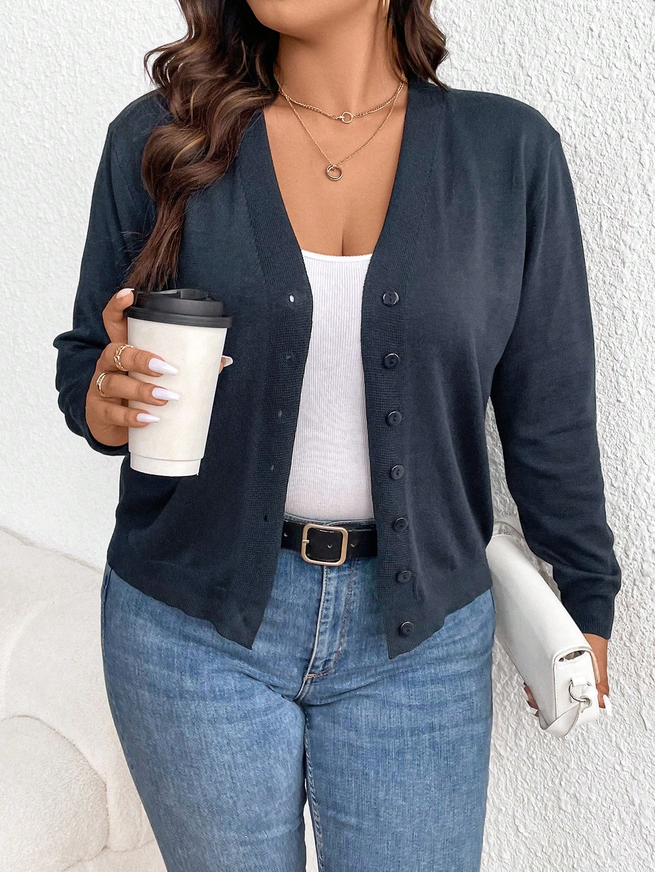 In Long Sleeve Plus Size Cardigans