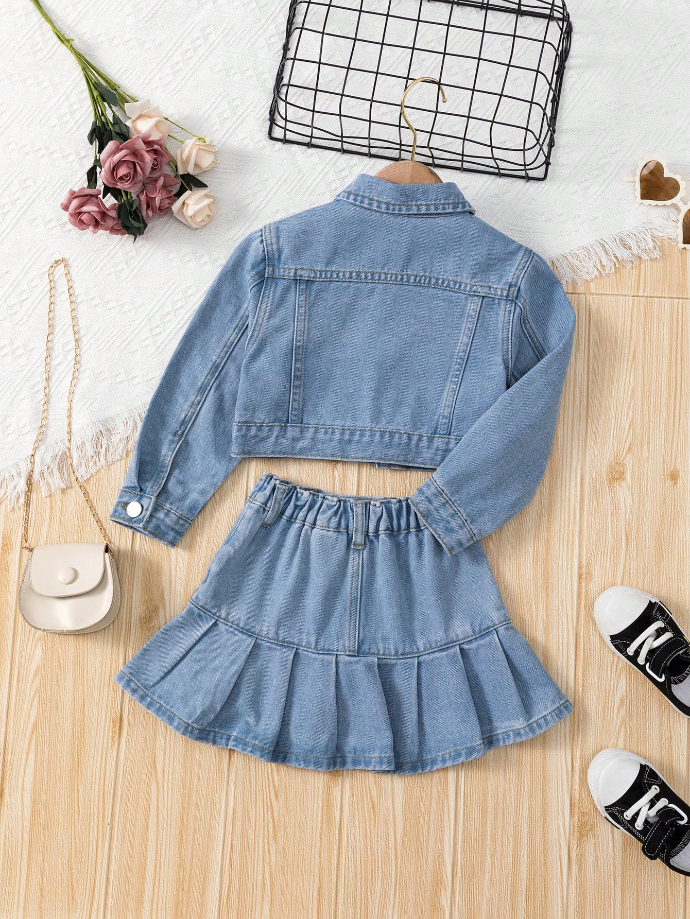 Young Girls Denim Two-piece Outfits