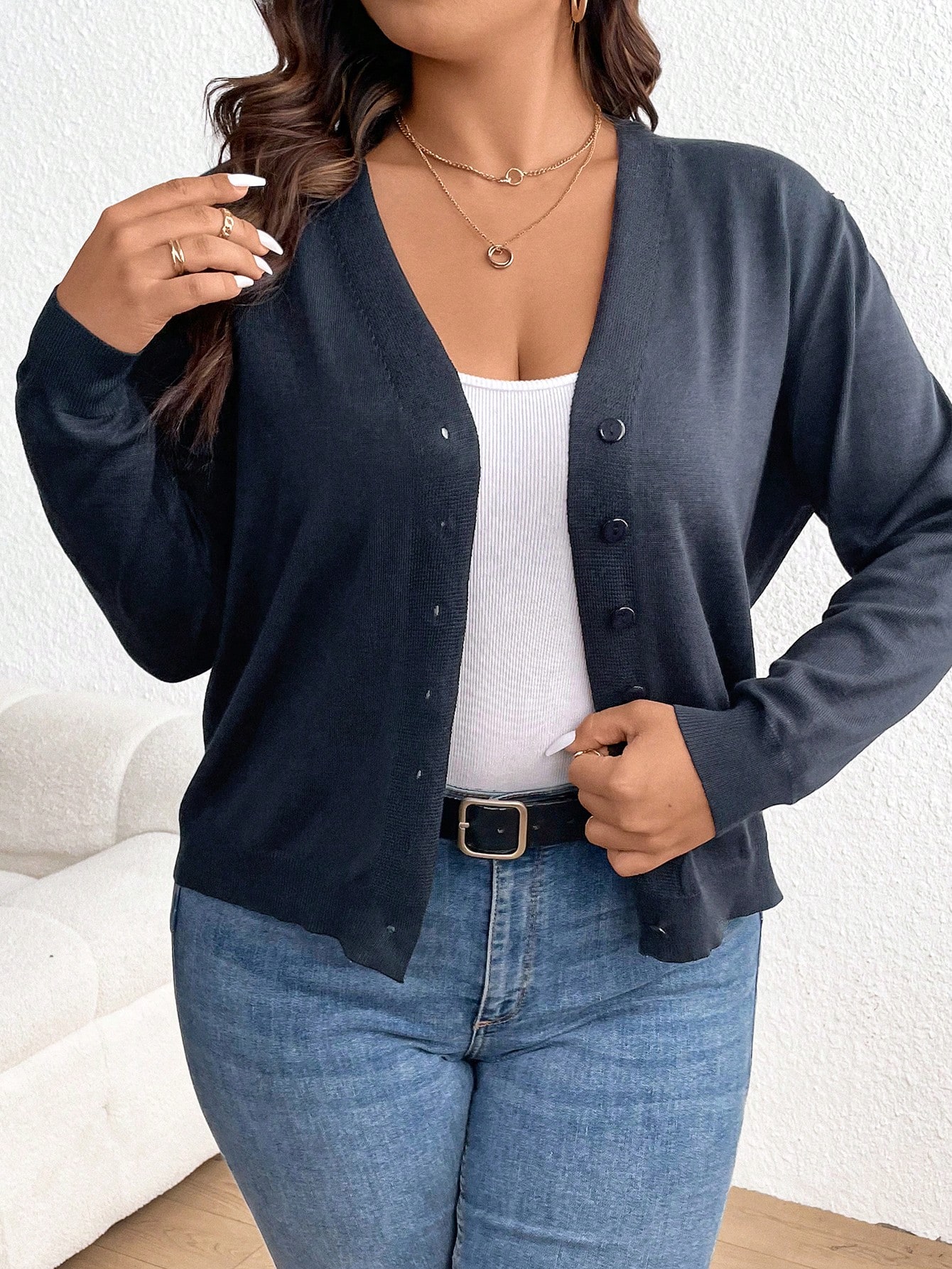 In Long Sleeve Plus Size Cardigans