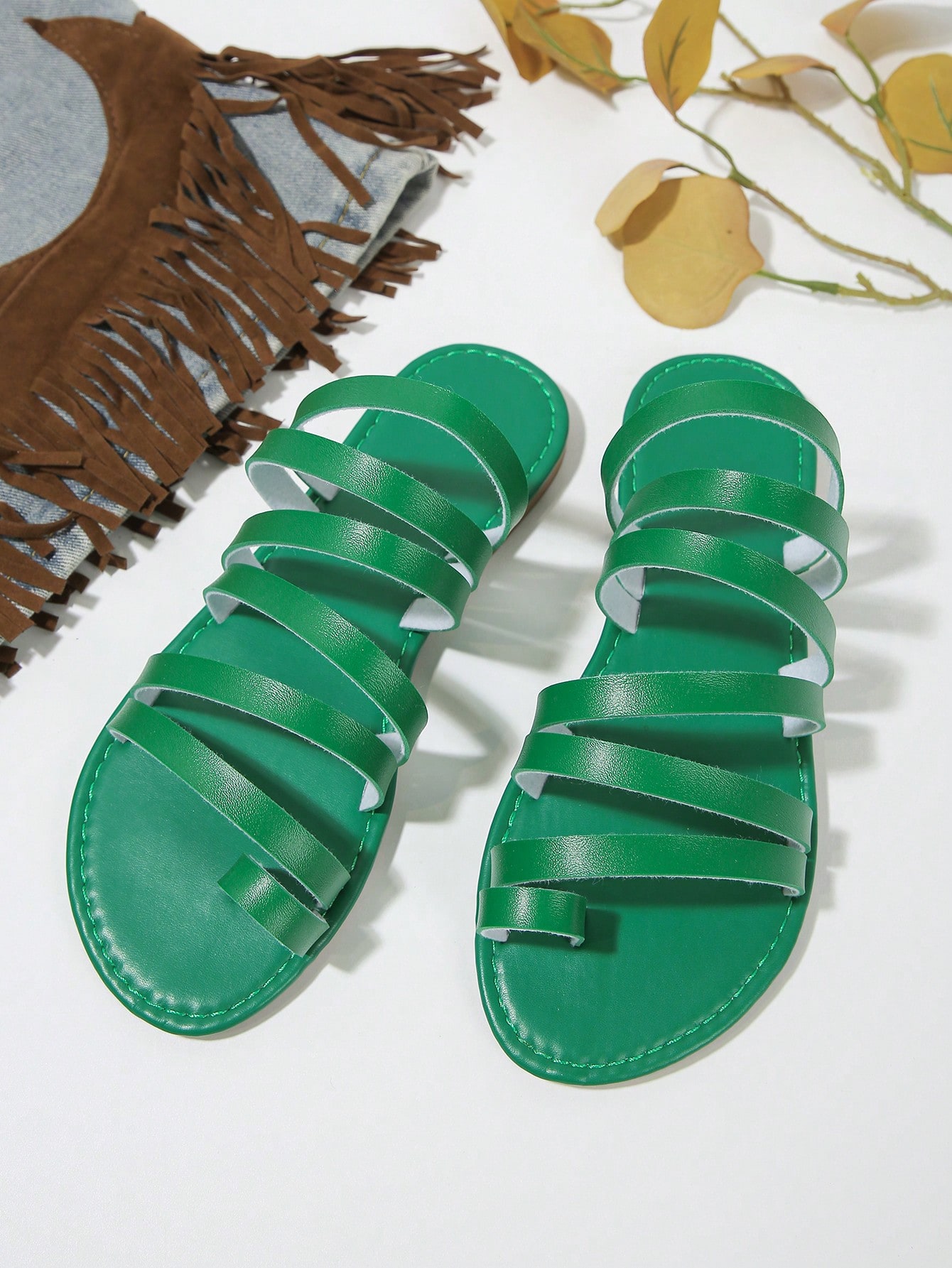 In Green Women Flat Sandals