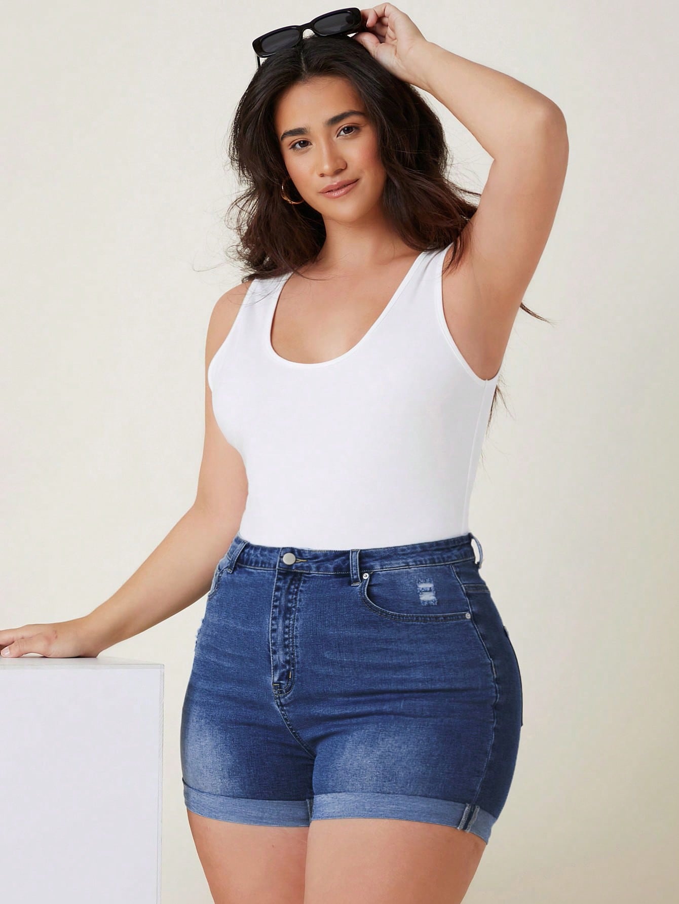 Plus Size Denim Shorts