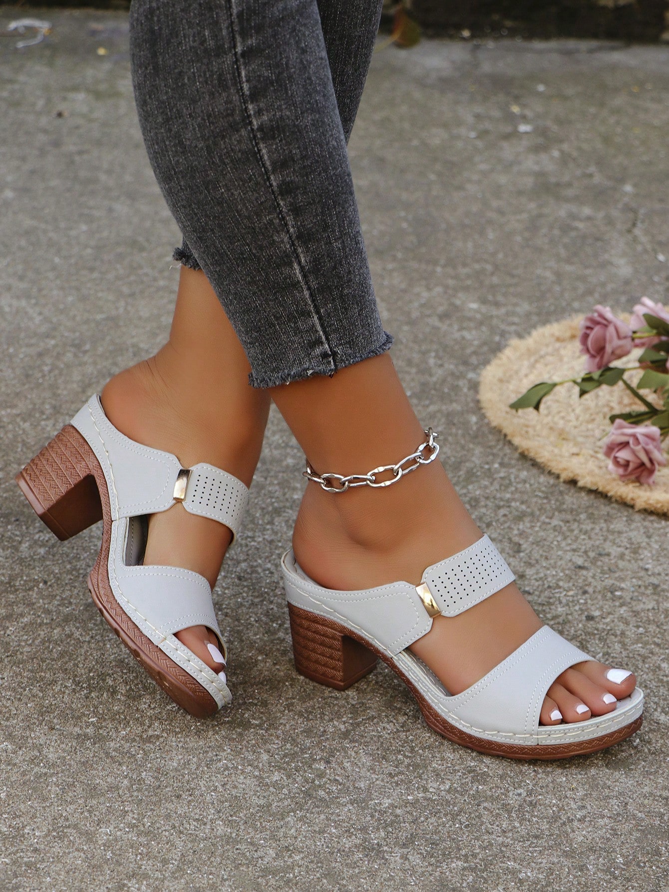 In Grey Women Heeled Sandals