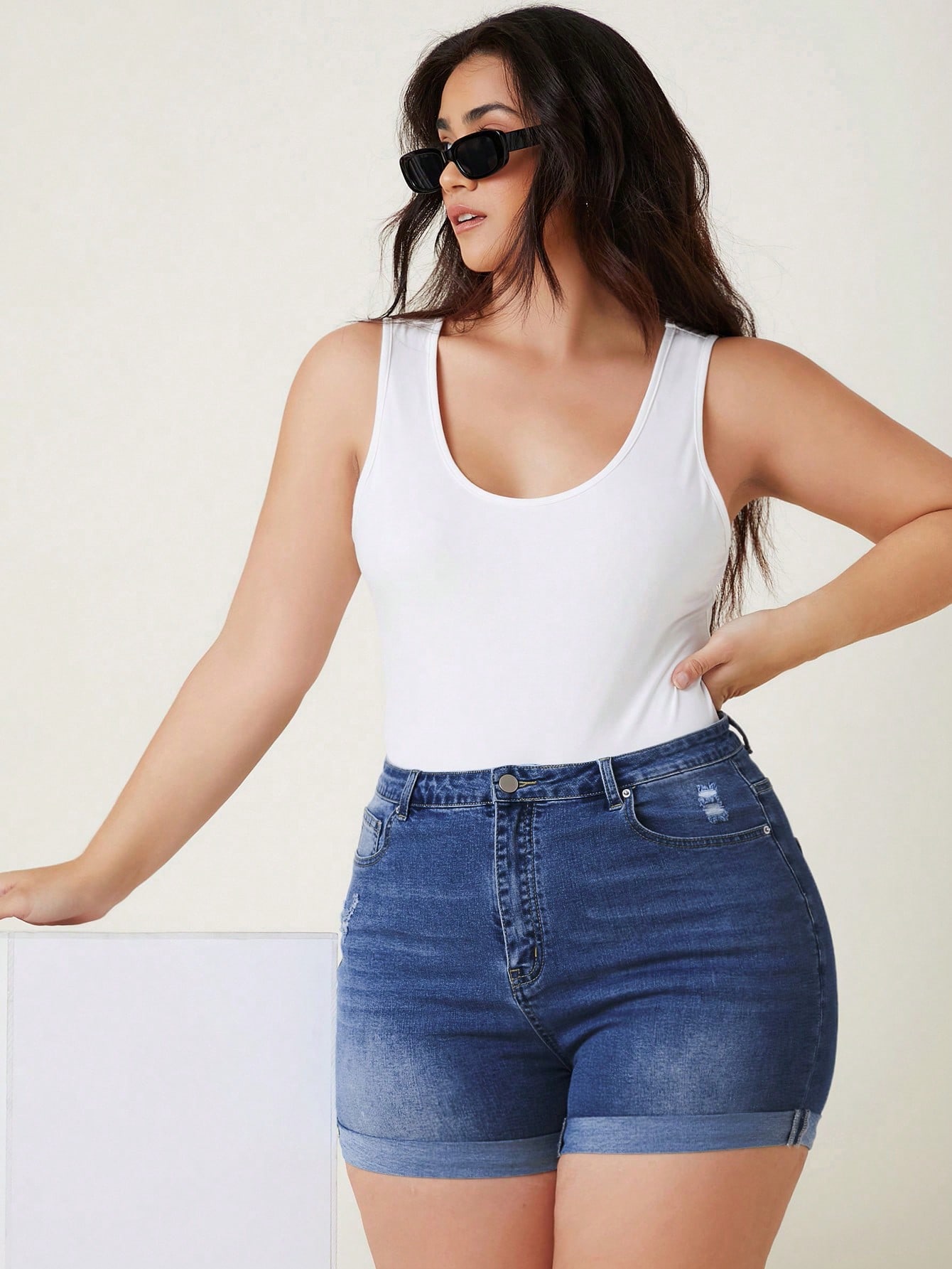 Plus Size Denim Shorts