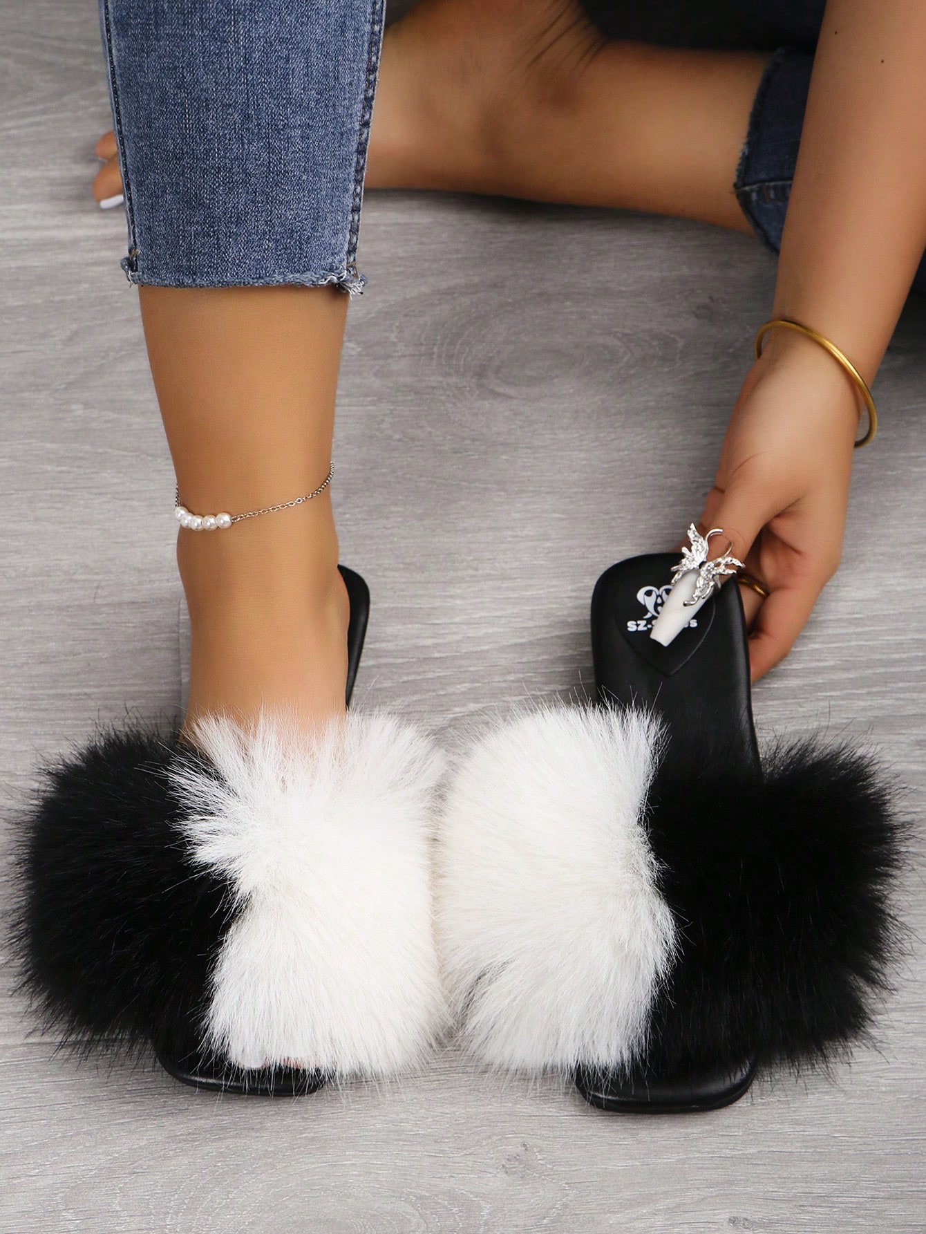 In Black and White Women Sandals