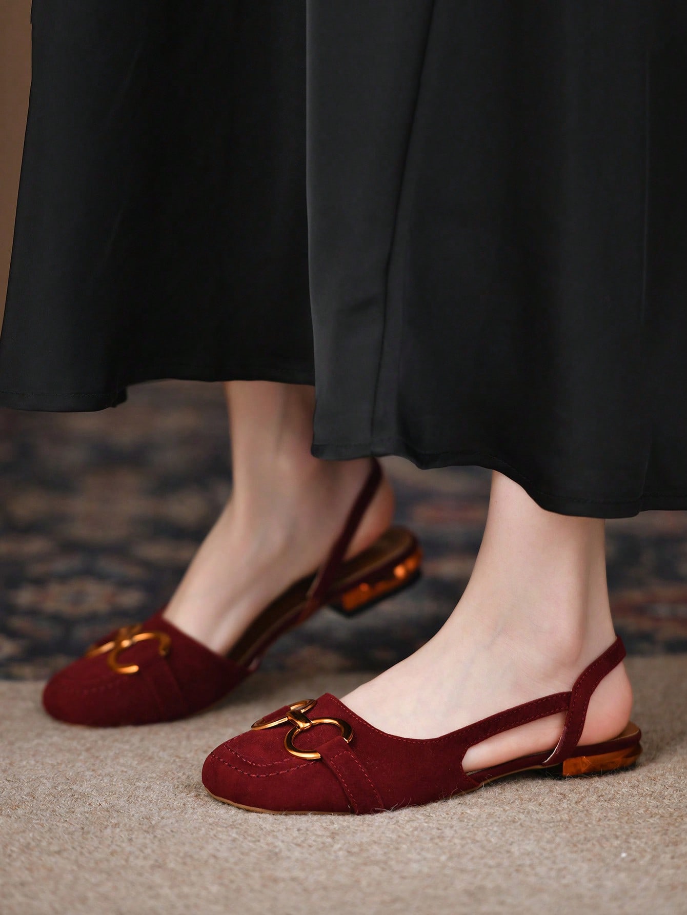 In Burgundy Women Flats