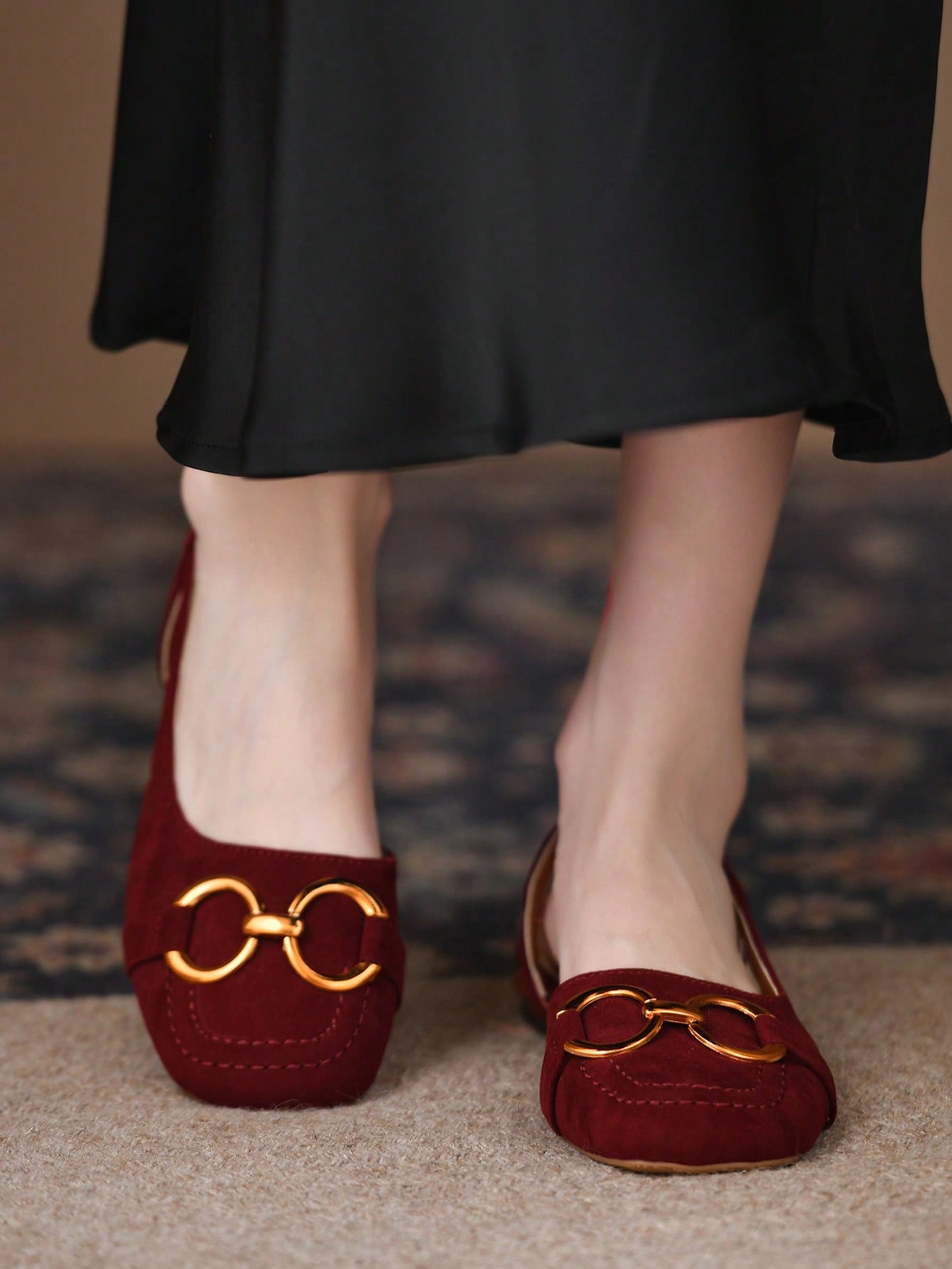 In Burgundy Women Flats