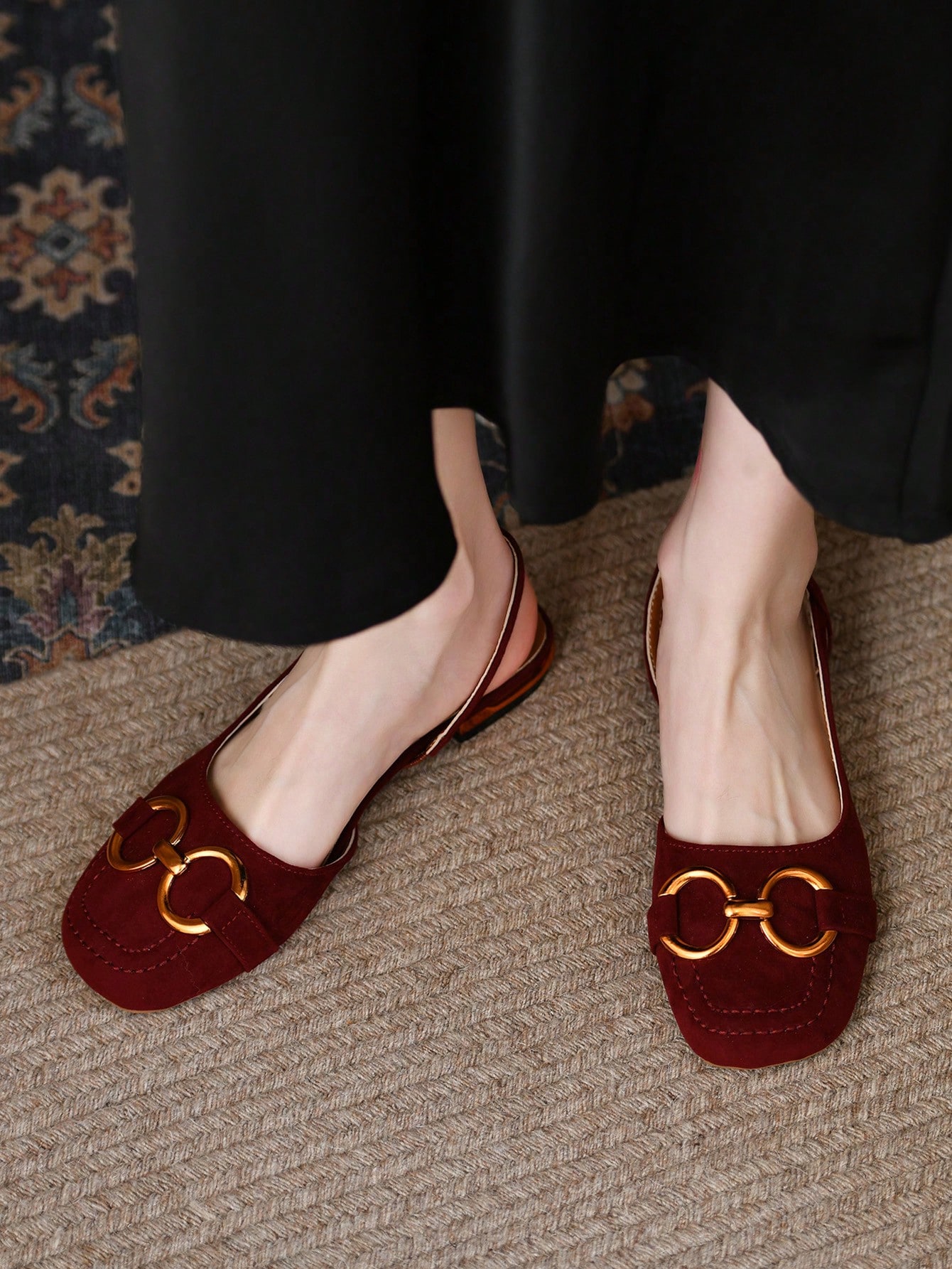 In Burgundy Women Flats