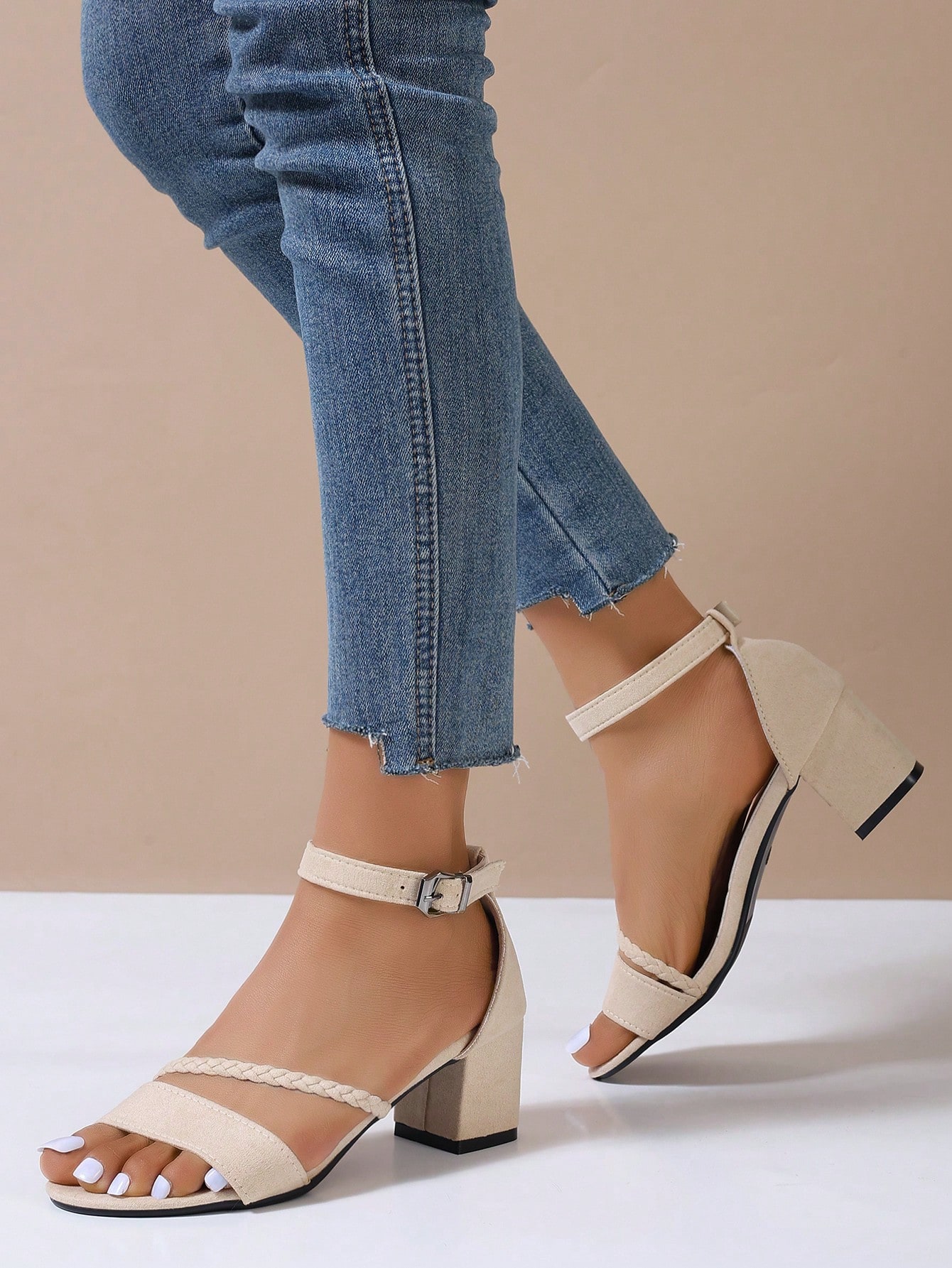 In Beige Women Heeled Sandals