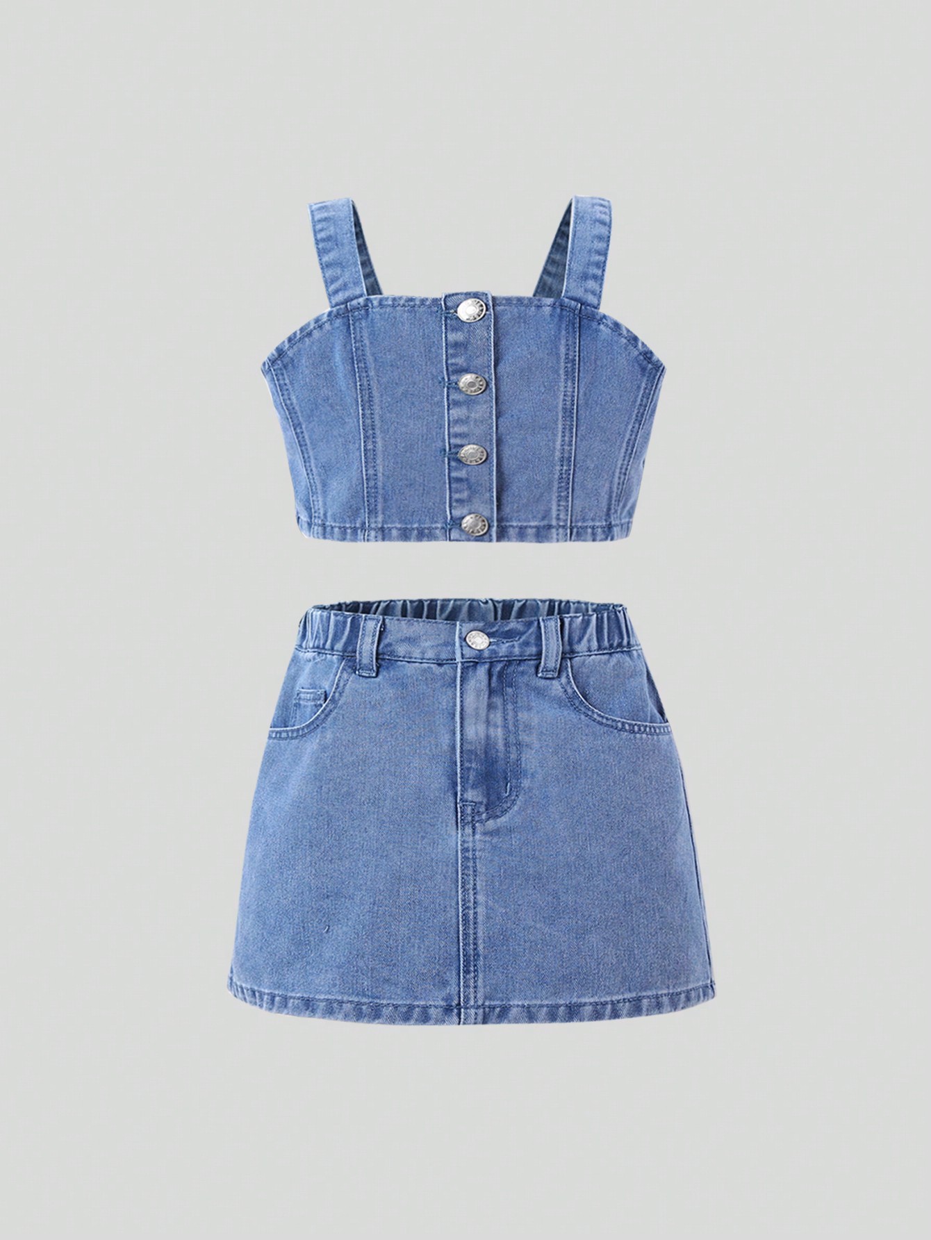 Tween Girls Denim Two-piece Outfits