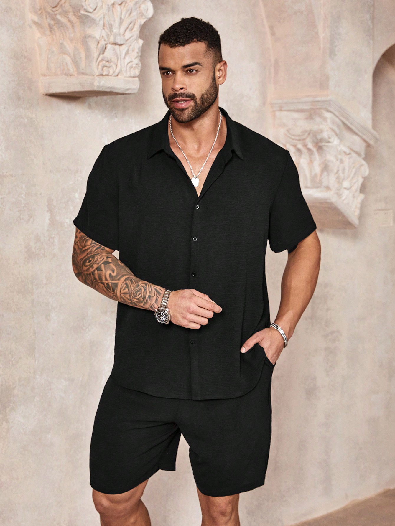 Men Plus Size Shirt Co-ords