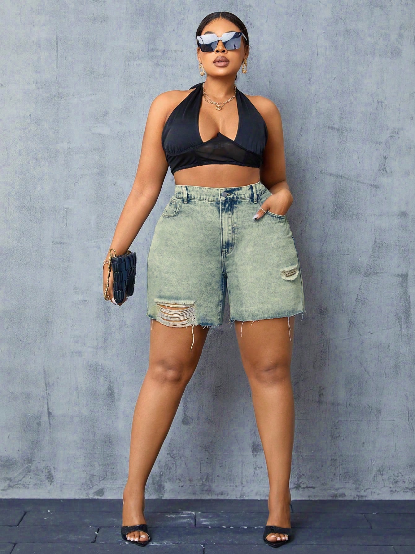 Plus Size Denim Shorts