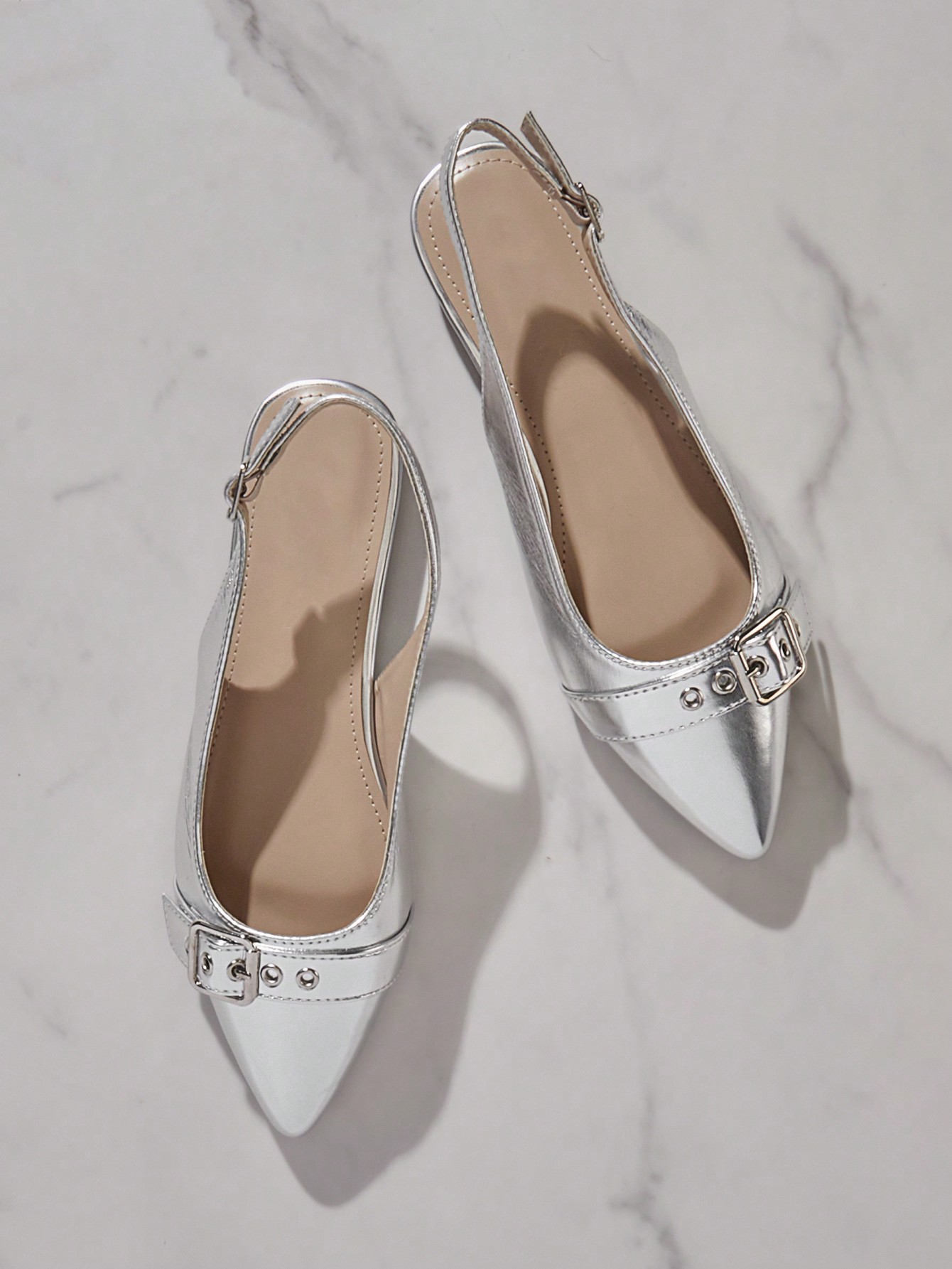 In Silver Women Flats