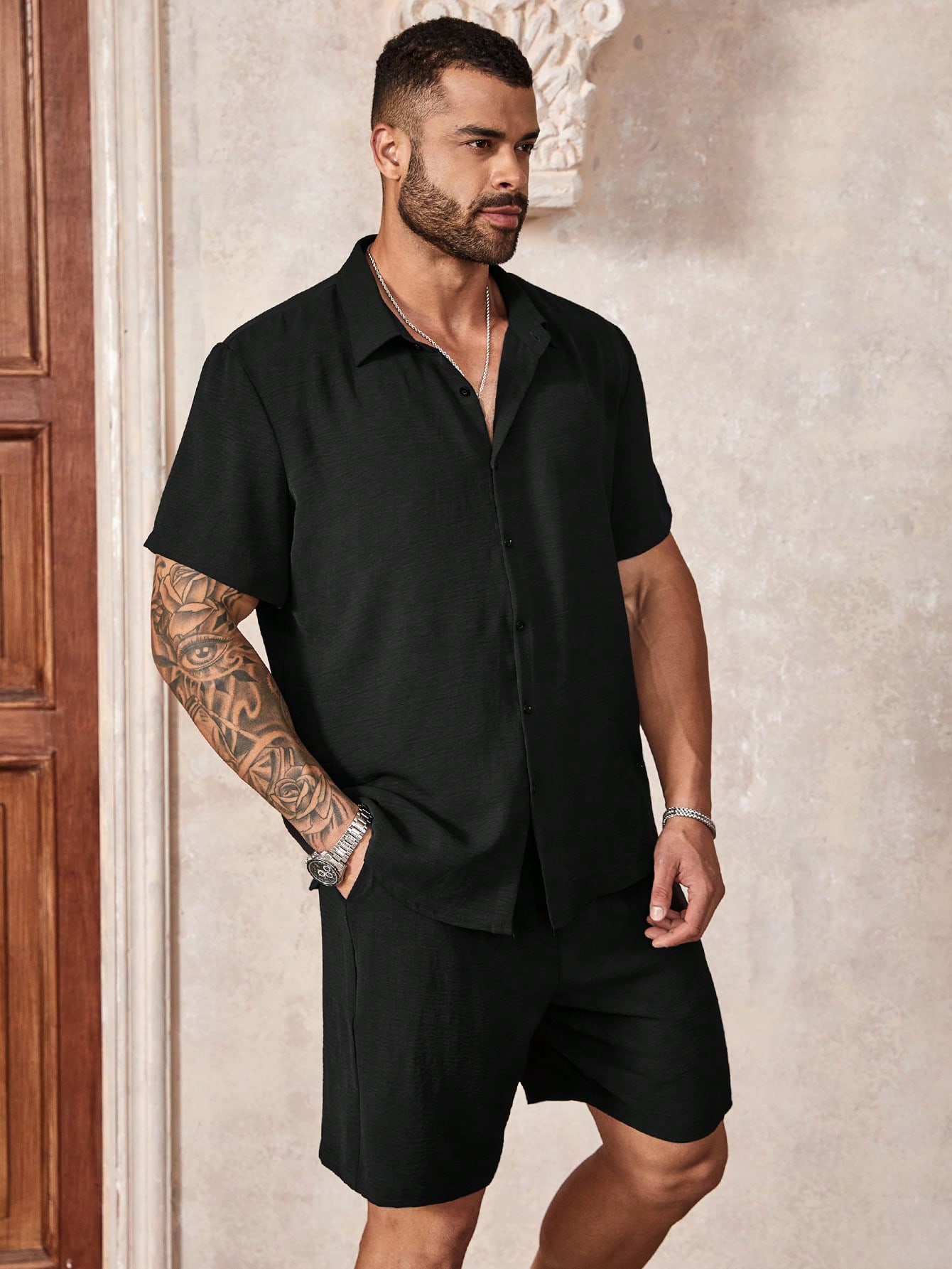 Men Plus Size Shirt Co-ords