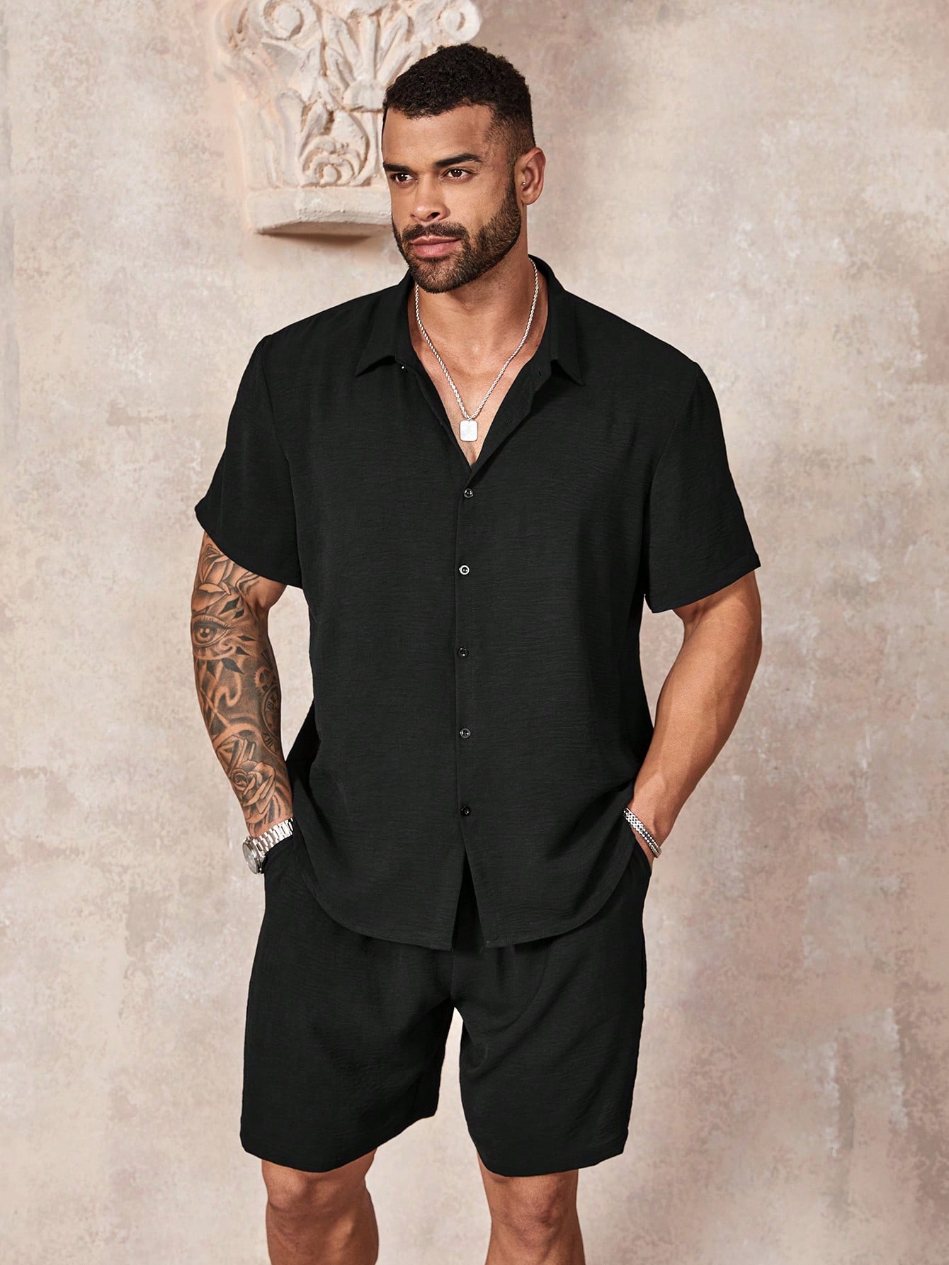 Men Plus Size Shirt Co-ords