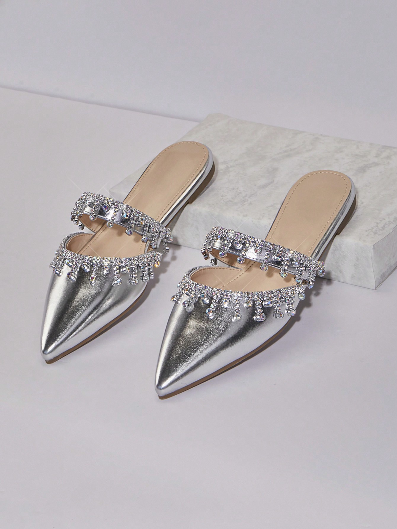 In Silver Women Flats