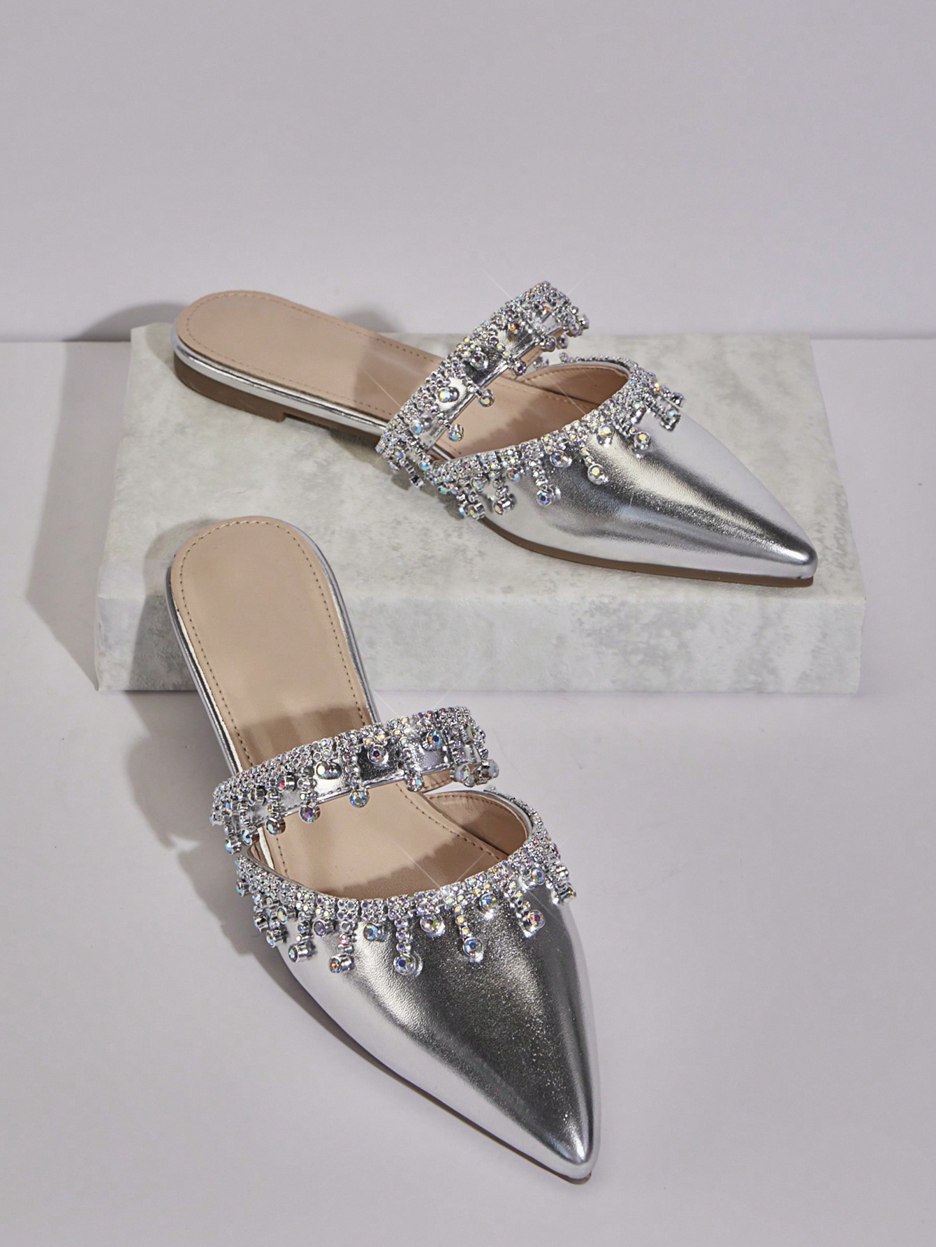 In Silver Women Flats