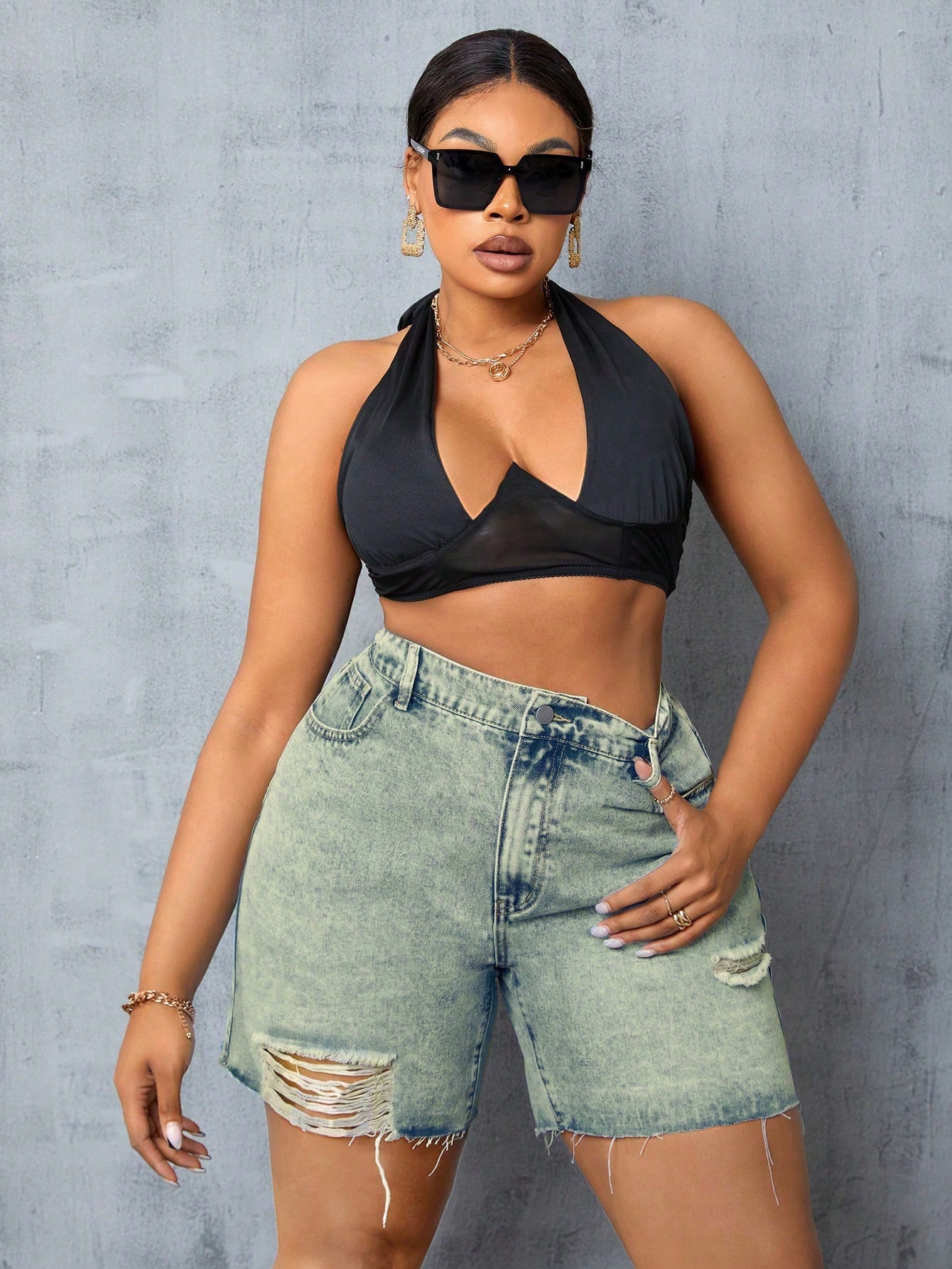 Plus Size Denim Shorts