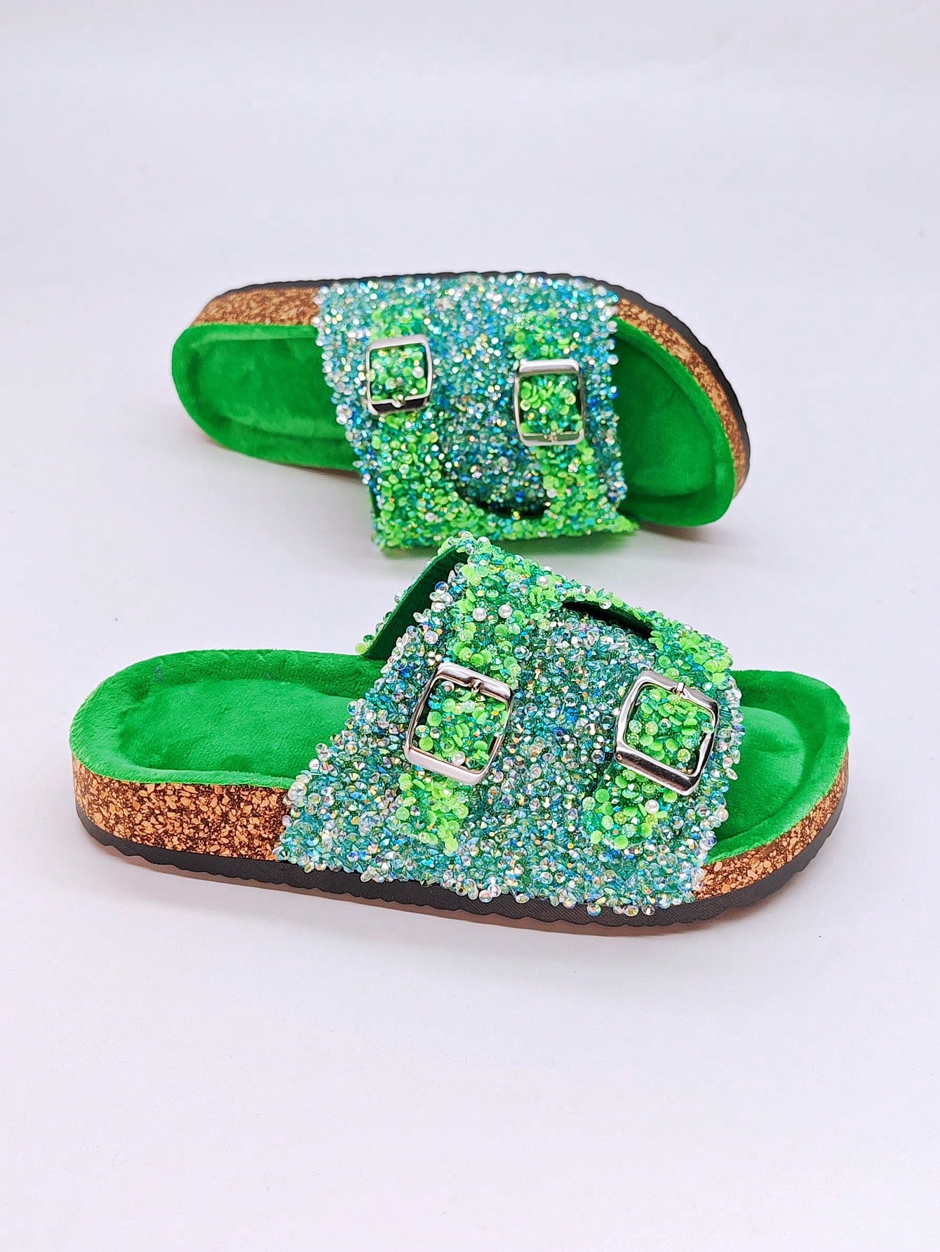 In Green Women Flat Sandals