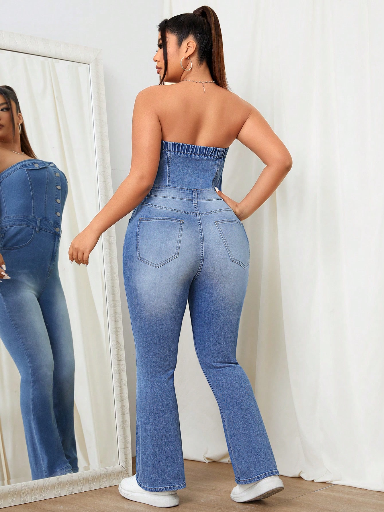 In Casual Plus Size Denim Overalls