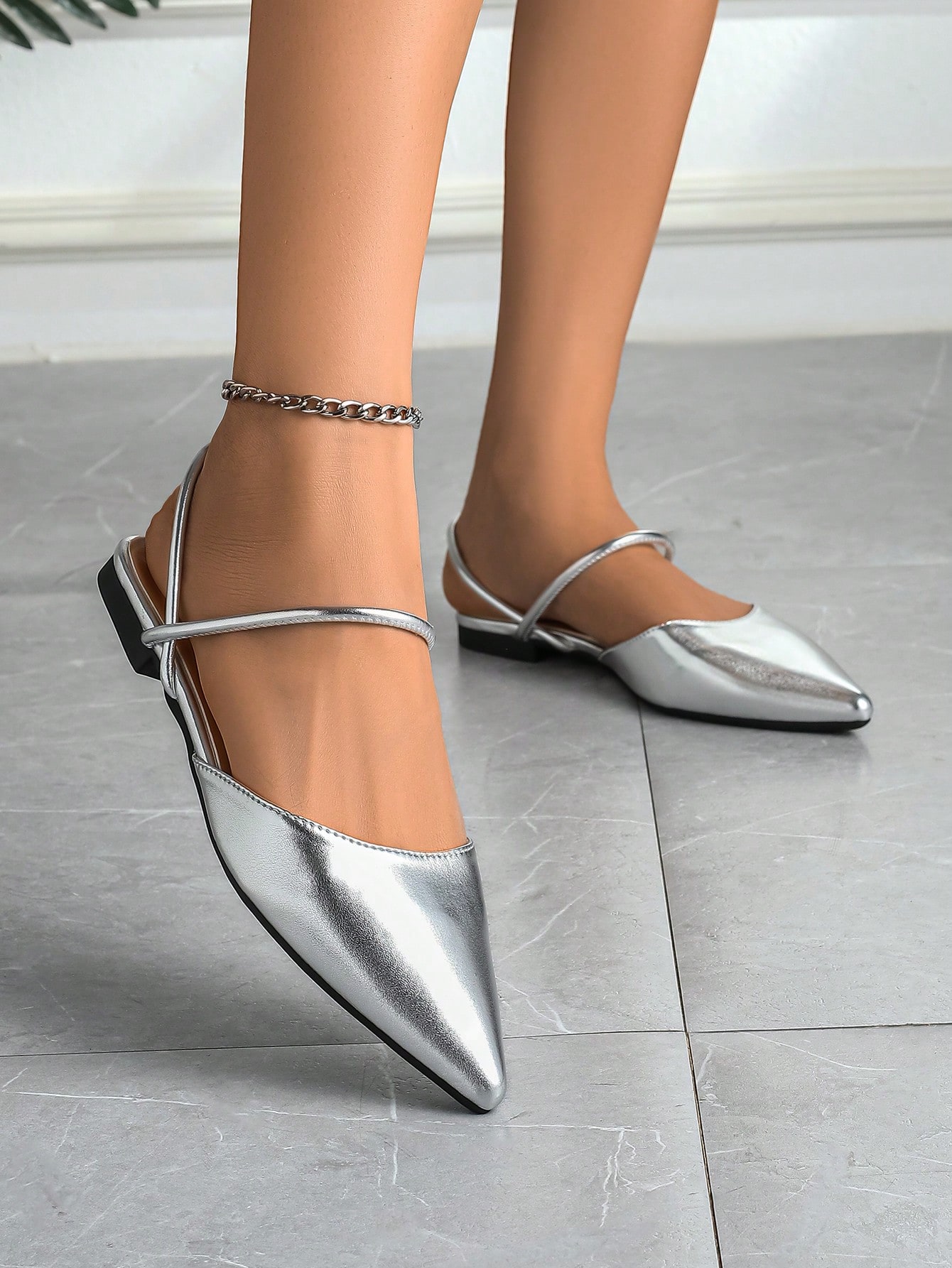 In Silver Women Flats