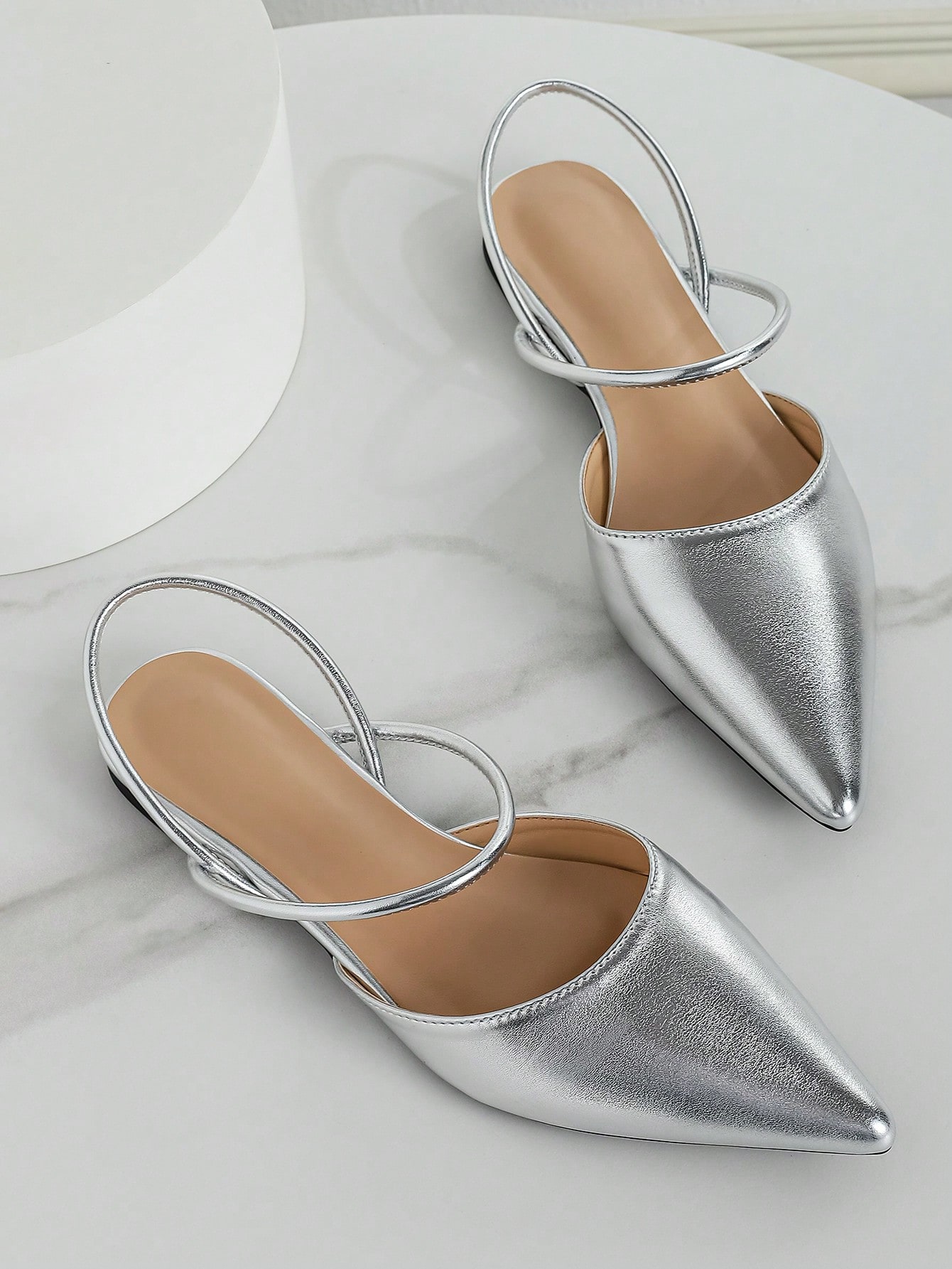 In Silver Women Flats