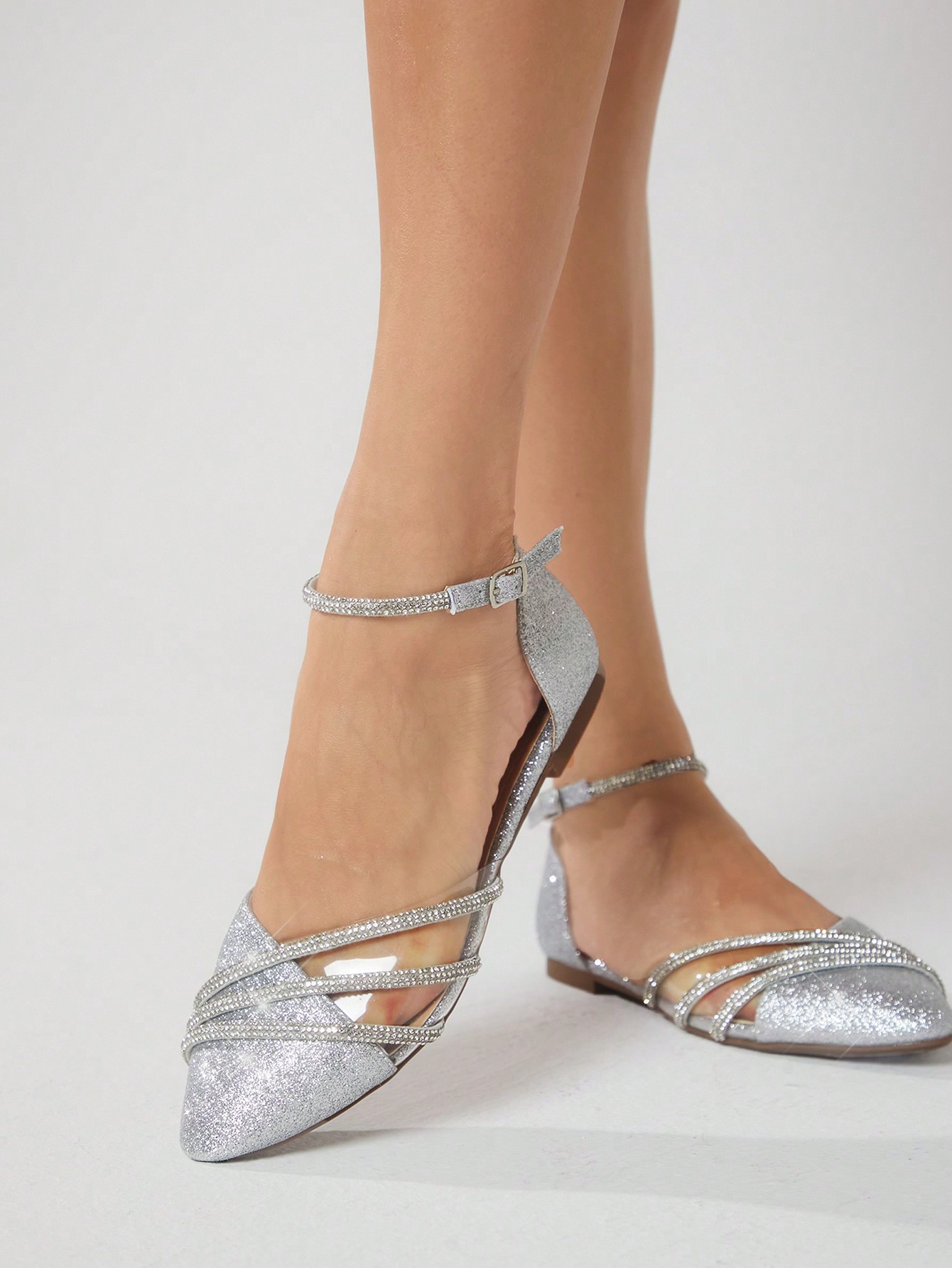 In Silver Women Flats