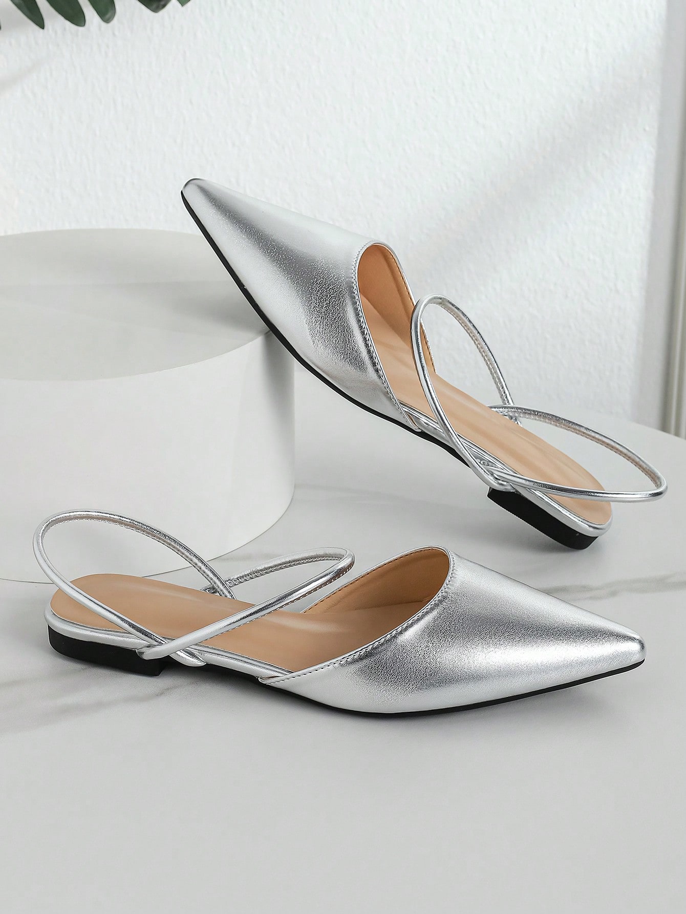 In Silver Women Flats