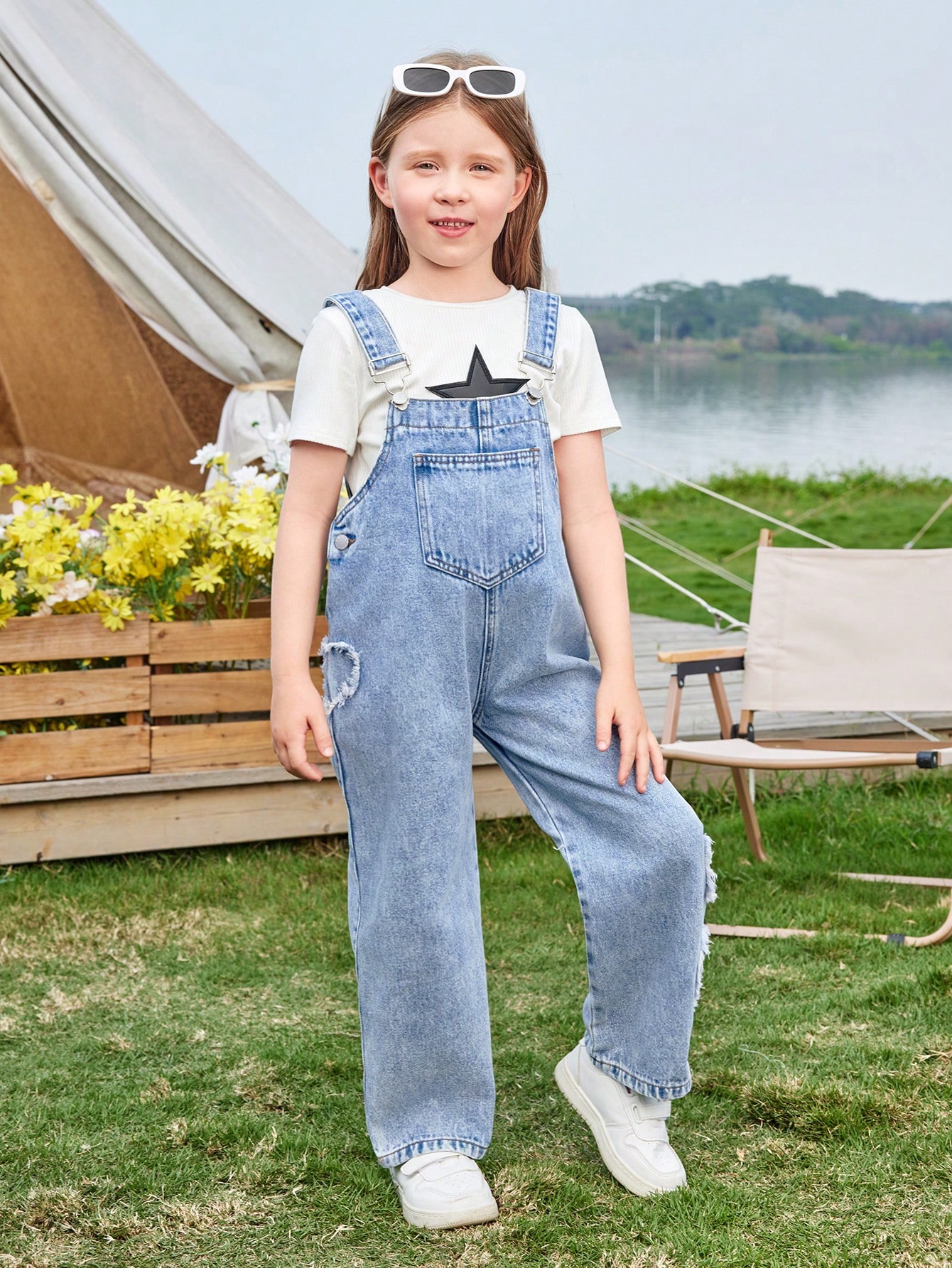 Young Girls Denim Overalls & Jumpsuits