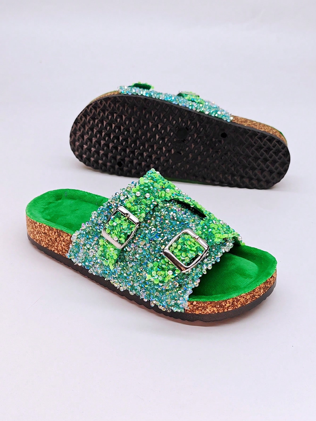 In Green Women Flat Sandals