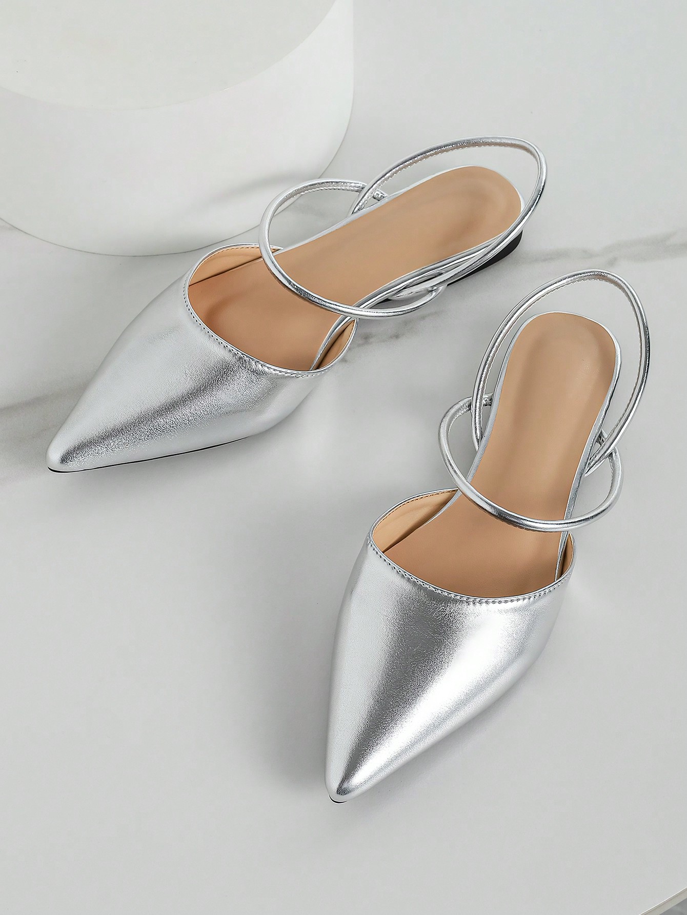 In Silver Women Flats